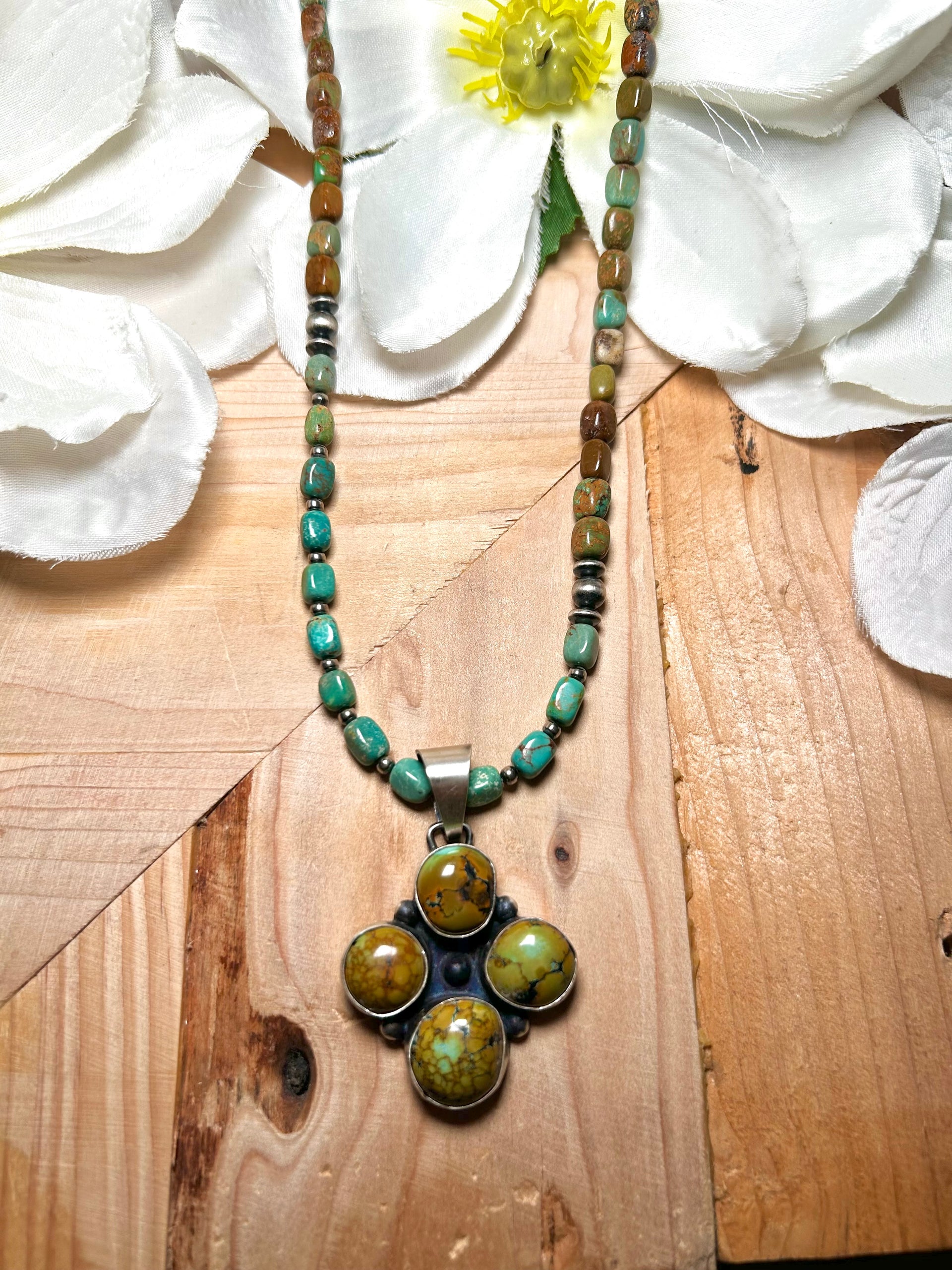 Navajo Made Royston Turquoise & Sterling Silver Necklace