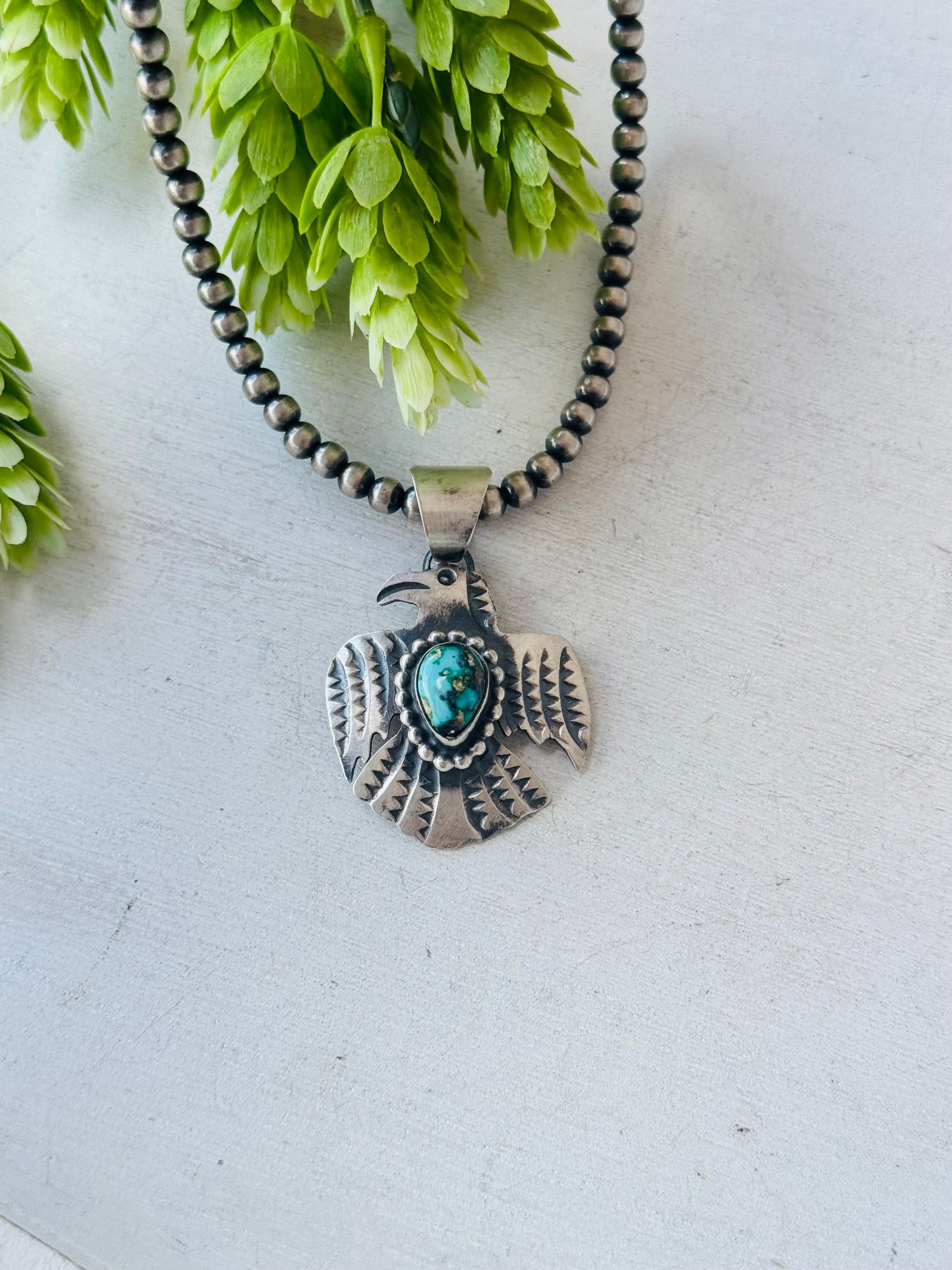 Chimney Butte Sonoran Mountain Turquoise & Sterling Silver Thunderbird Pendant