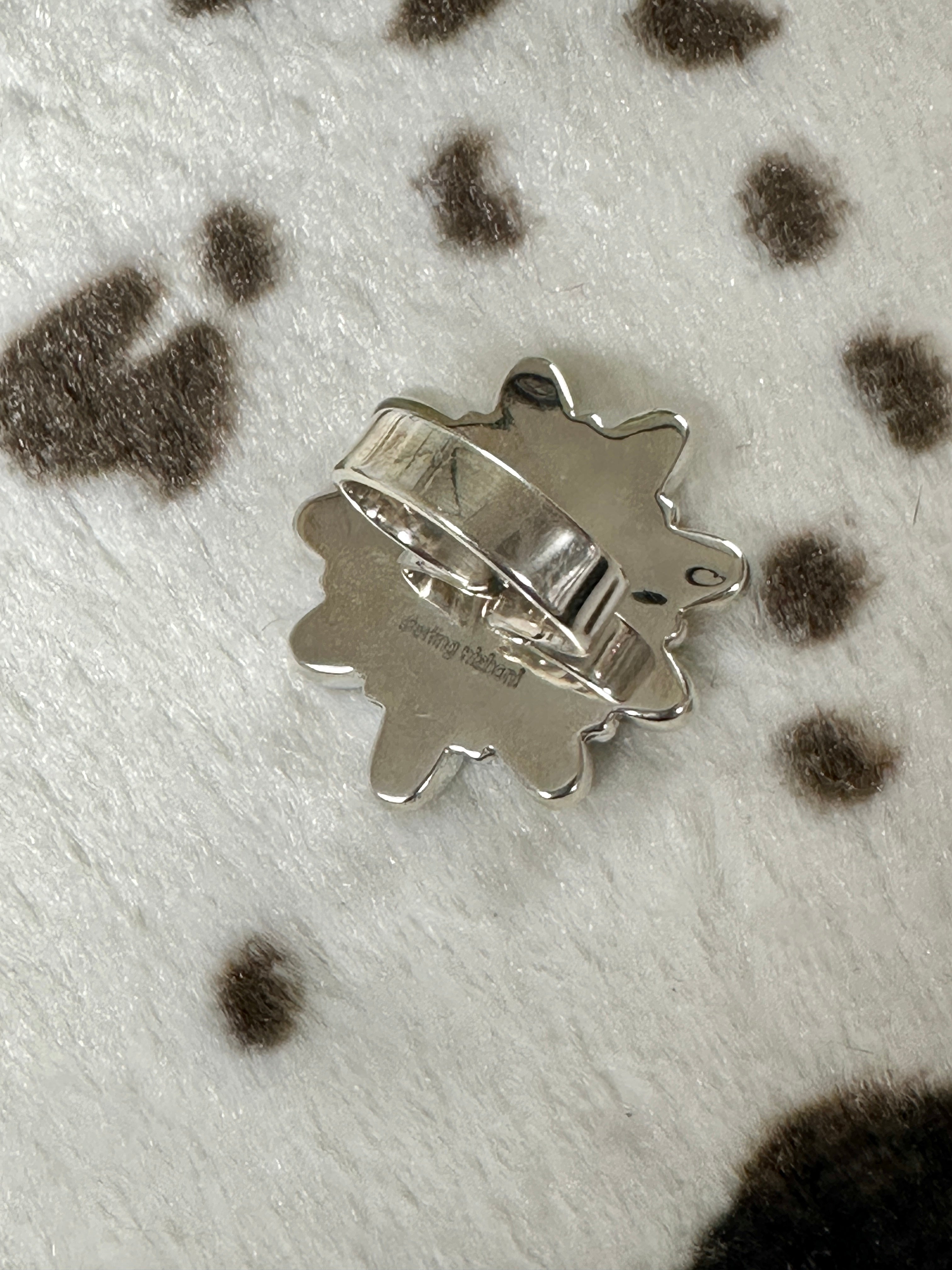 Southwest Handmade White Buffalo Mohave & Sterling Silver Cluster Adjustable Ring