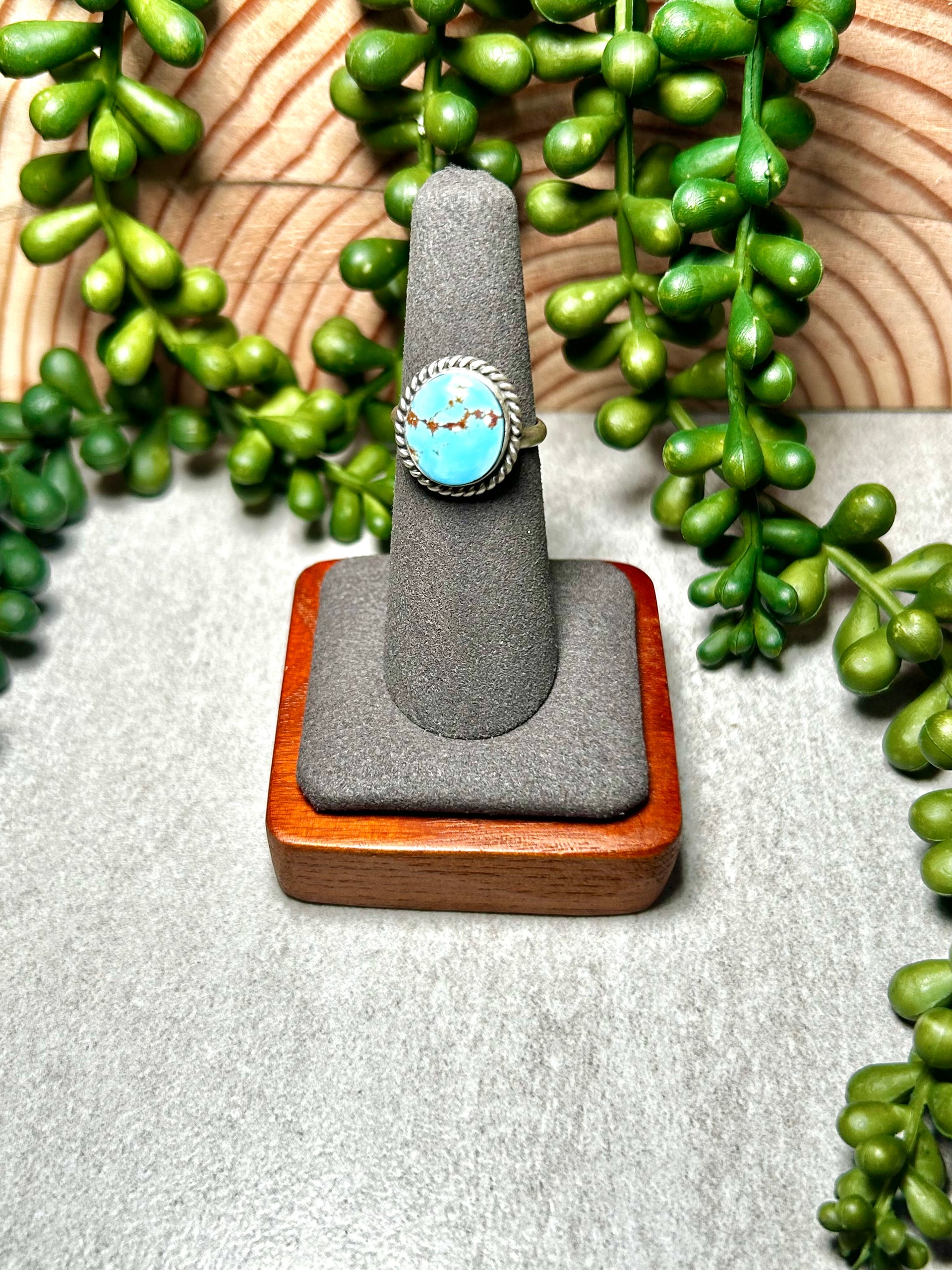 Navajo Made Golden Hill Turquoise & Sterling Silver Ring Size 6.25