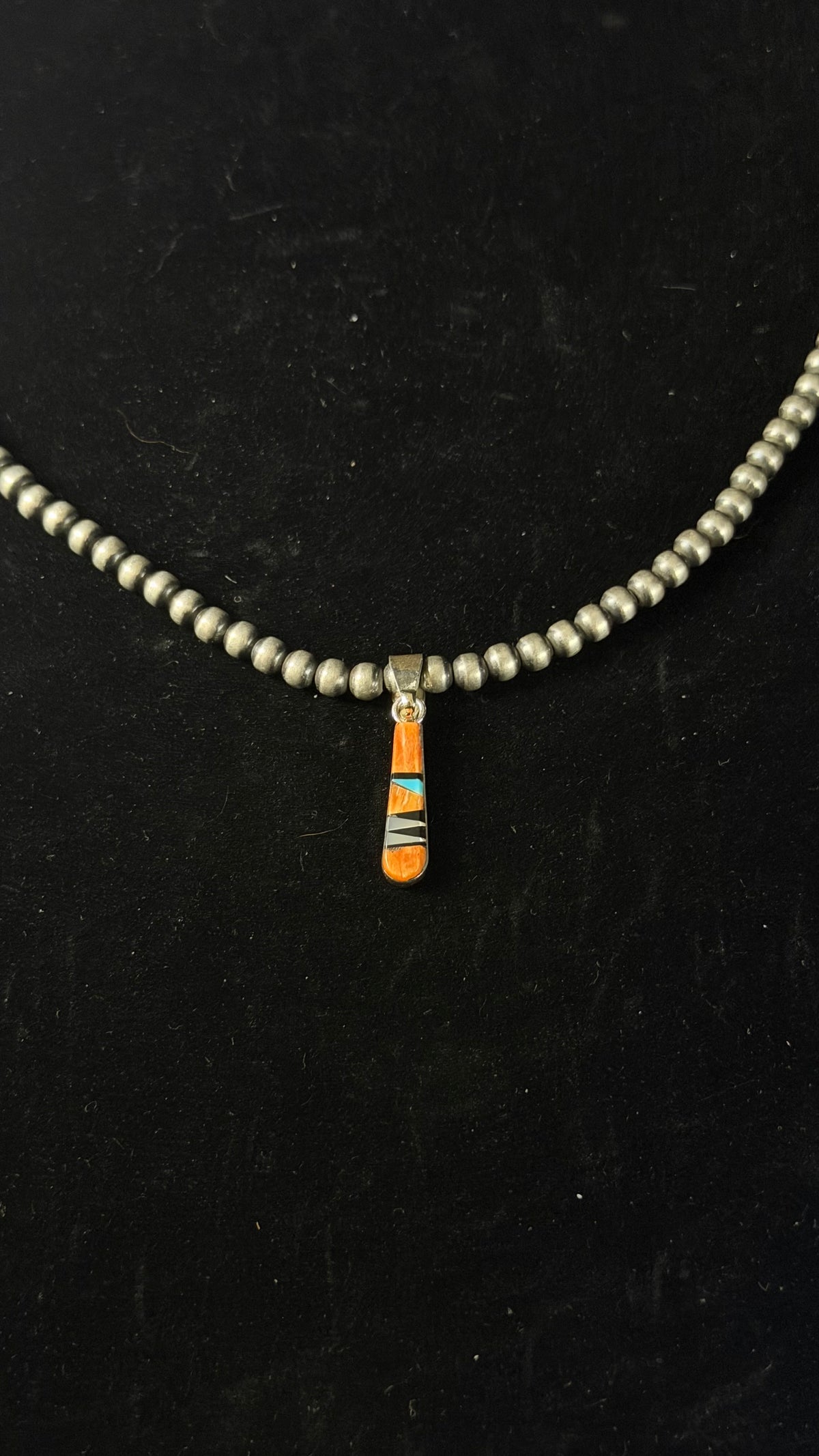 Priscilla Smith Multi Stone & Sterling Silver Inlay Pendant