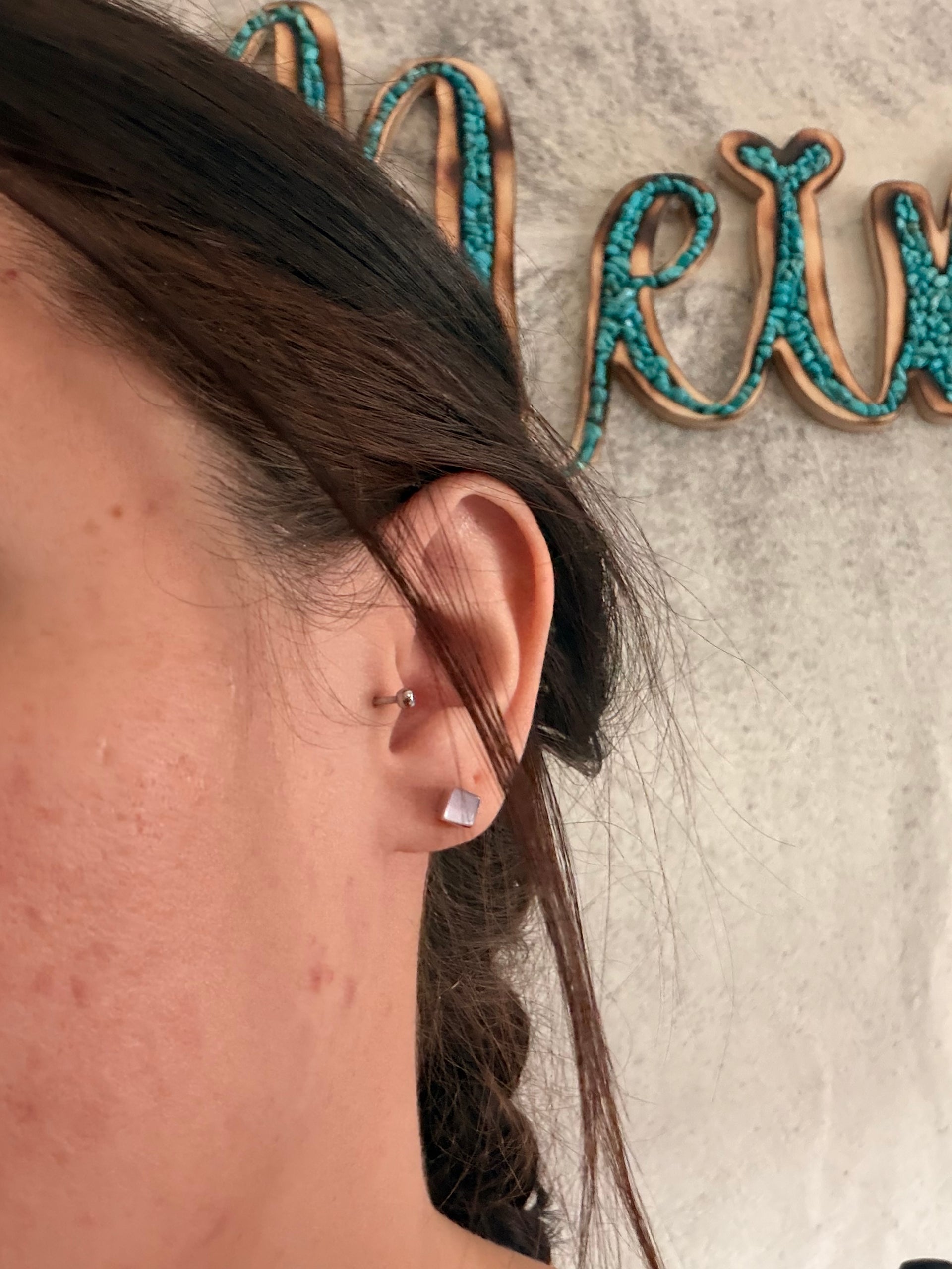 Zuni Made Mother of Pearl & Sterling Silver Post Earrings