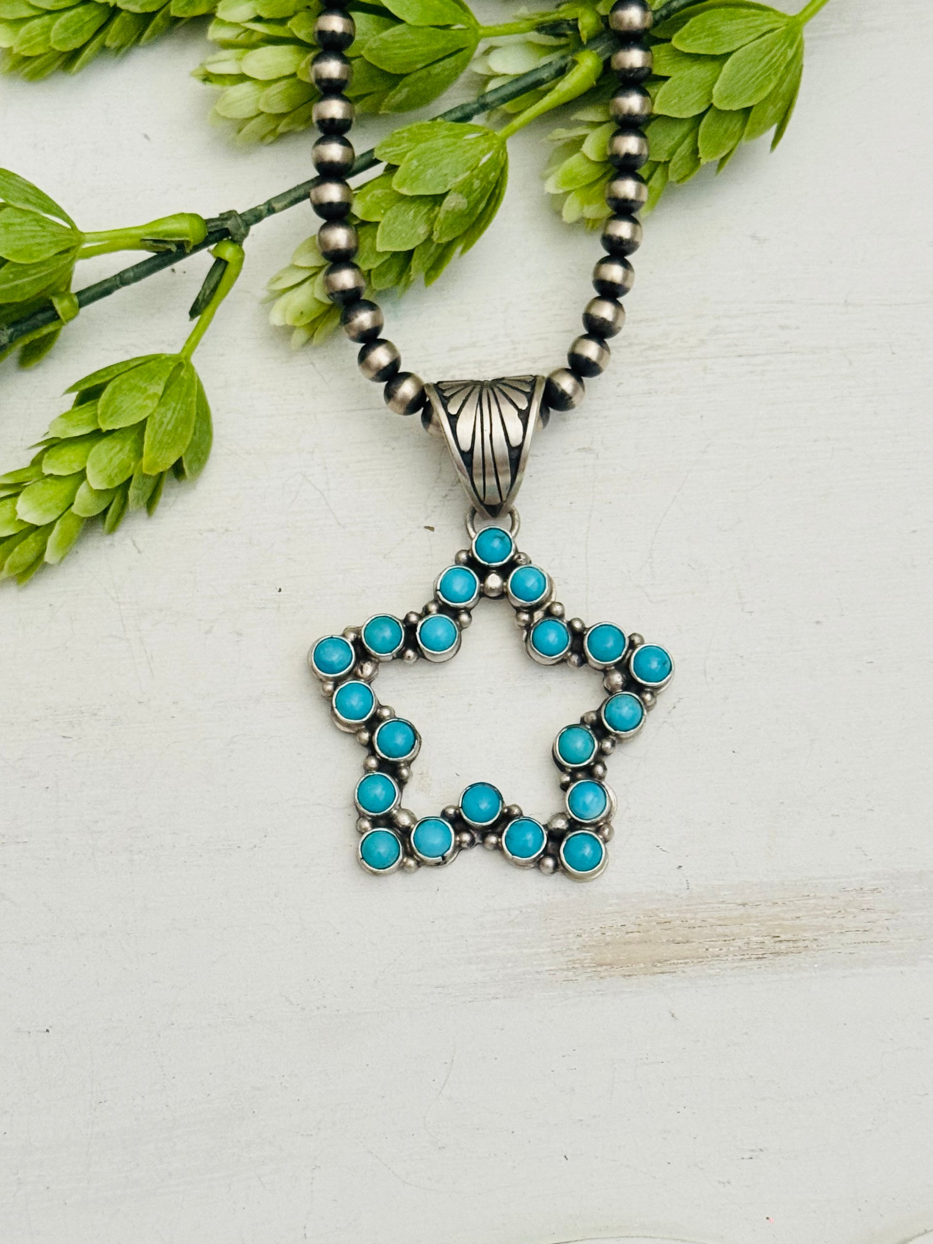 Charles Johnson Kingman Turquoise & Sterling Silver Star Pendant