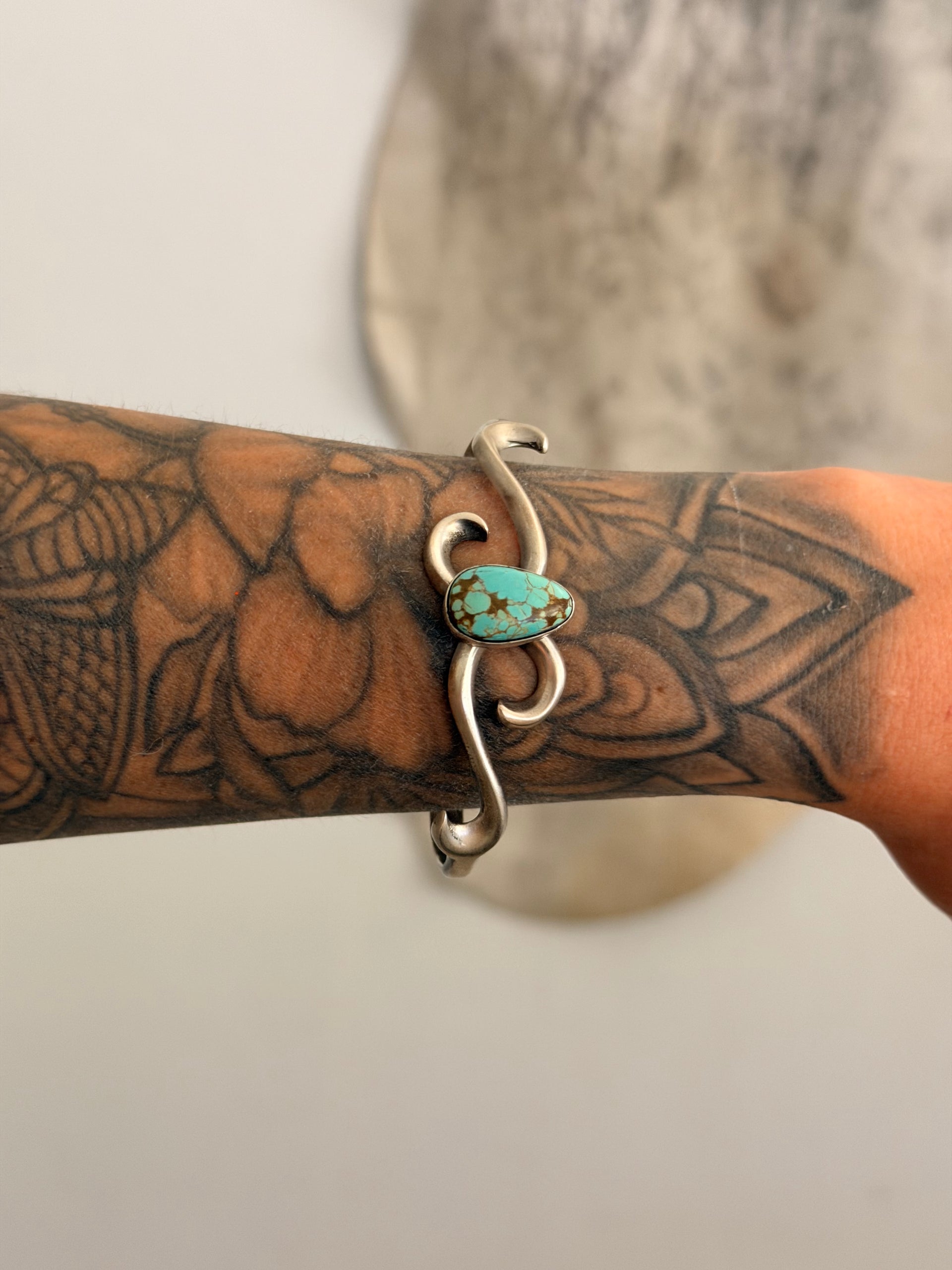 Navajo Made Mine 8 Turquoise & Sterling Silver Cuff Bracelet