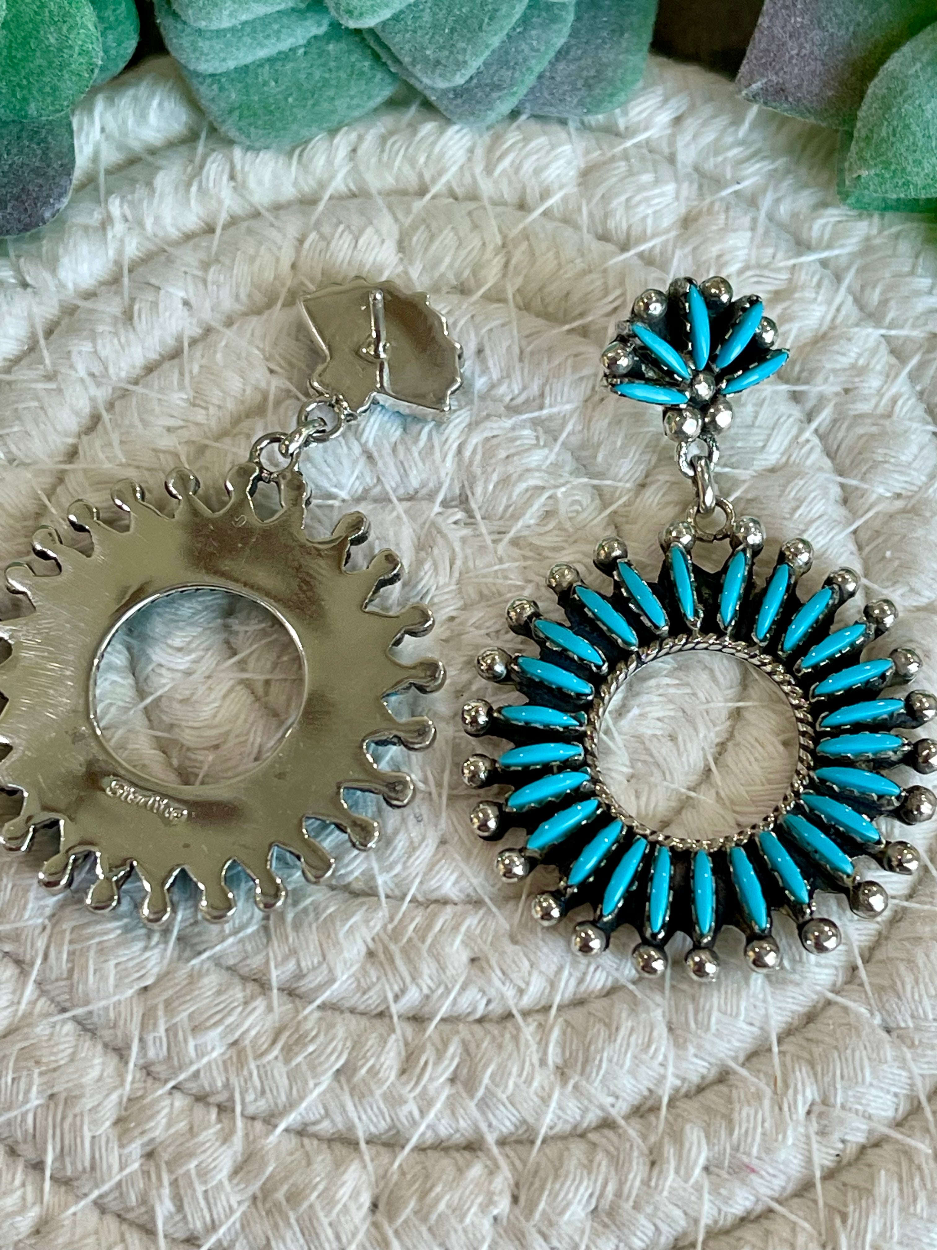 Southwest Handmade Kingman & Sterling Silver Dangle Earrings