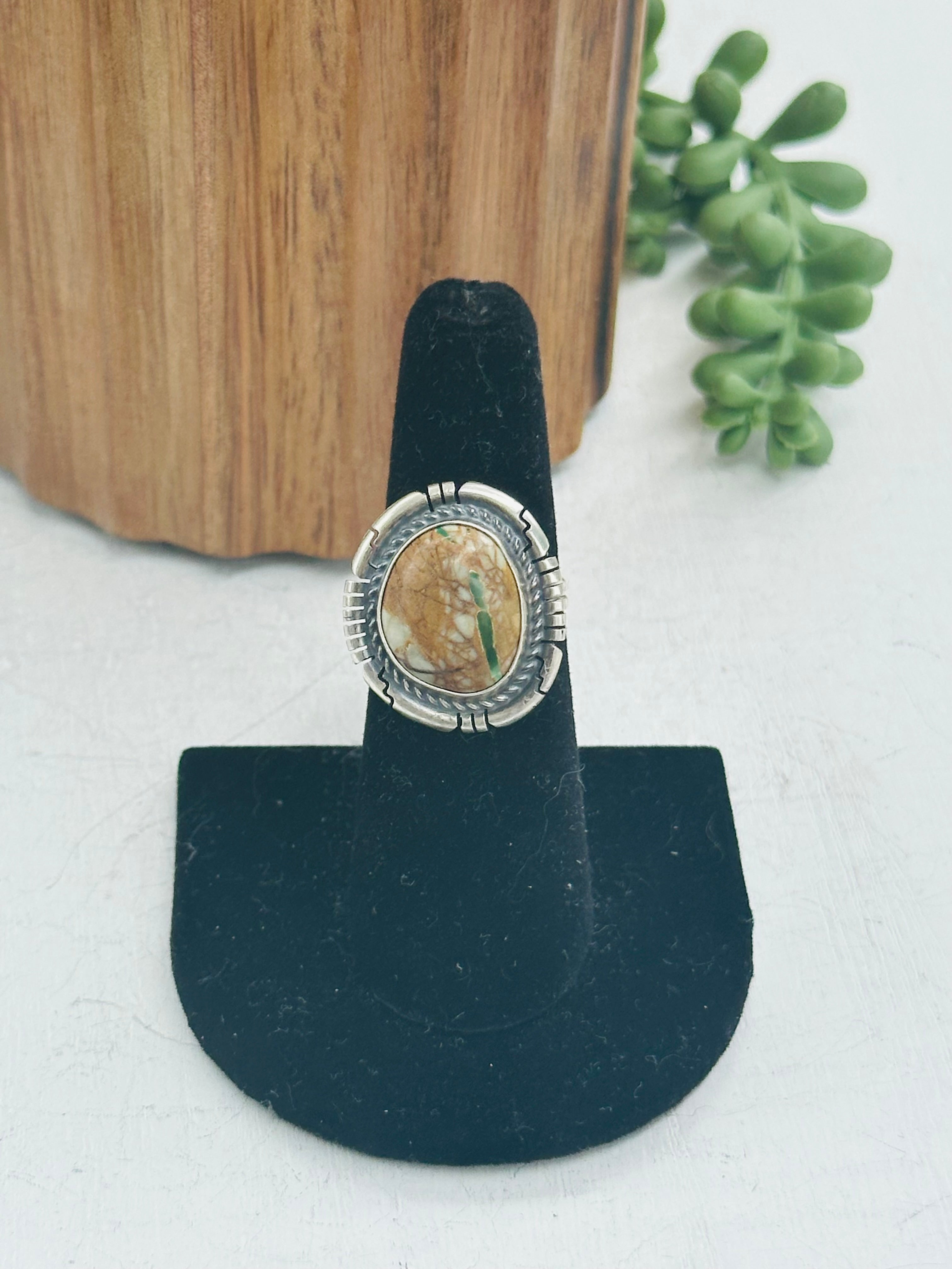 Navajo Made Boulder Turquoise & Sterling Silver Ring