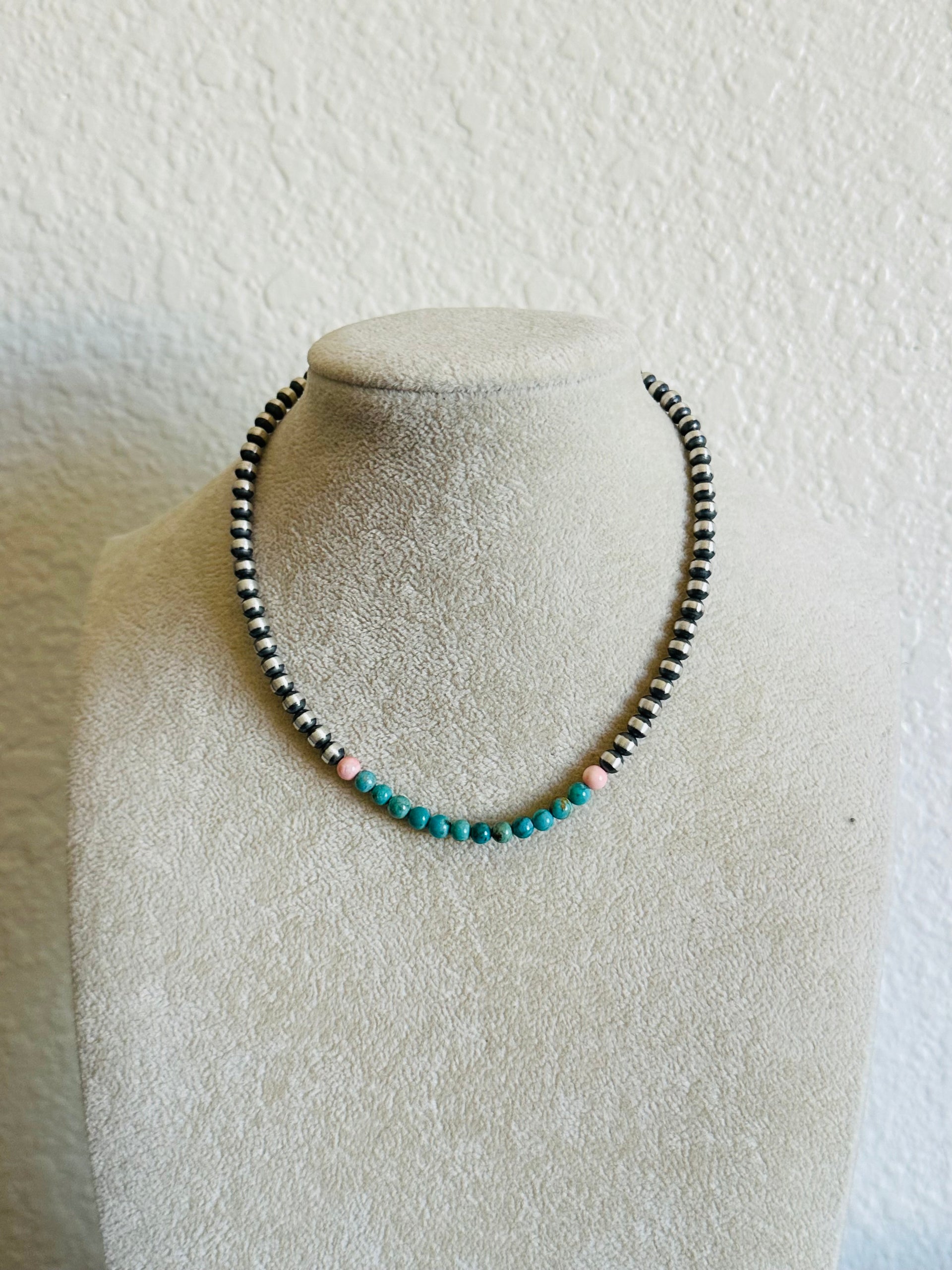 Navajo Strung Multi Stone & Sterling Silver Pearl Necklace