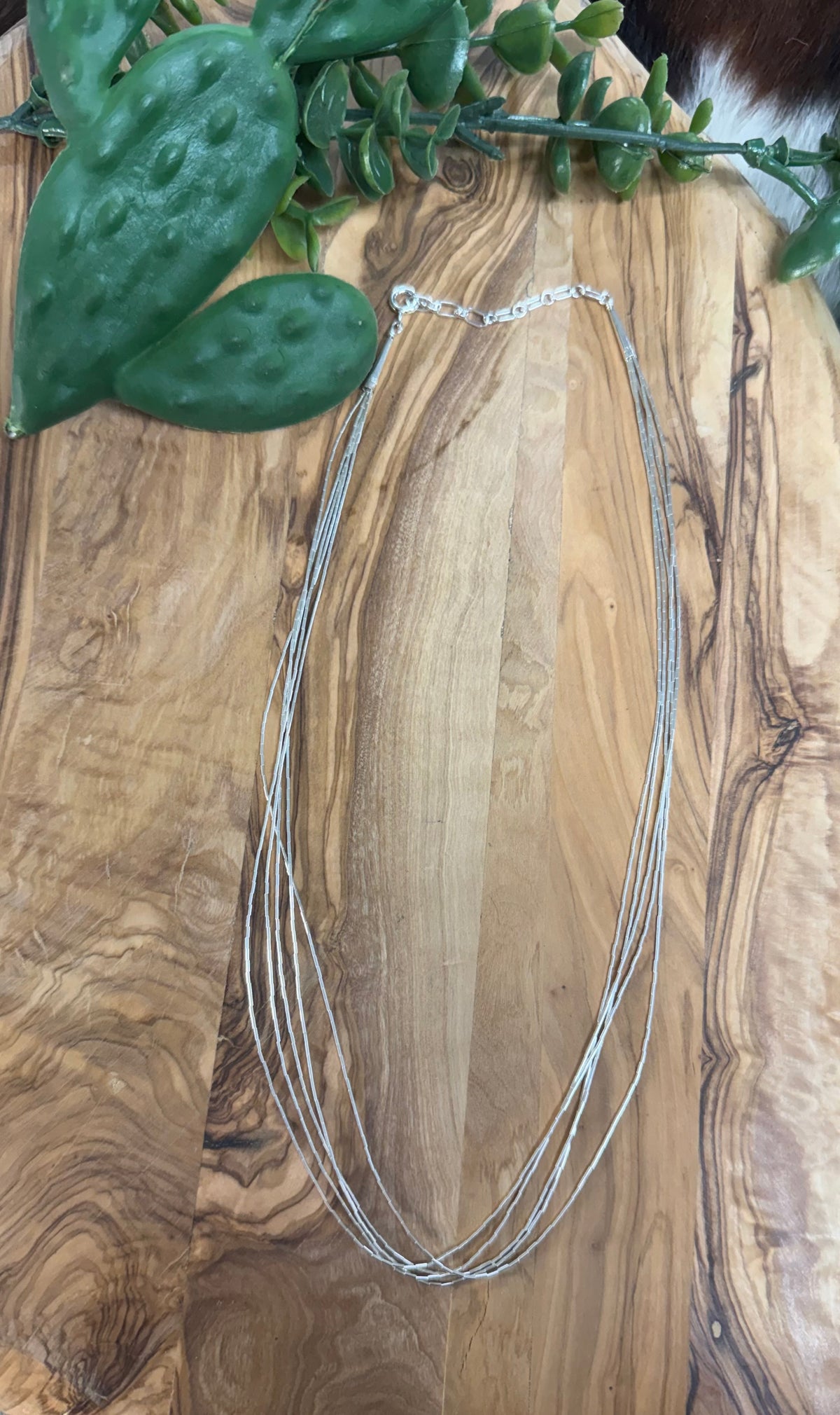 Southwest Handmade Liquid Silver 5 Strand 18” Necklace