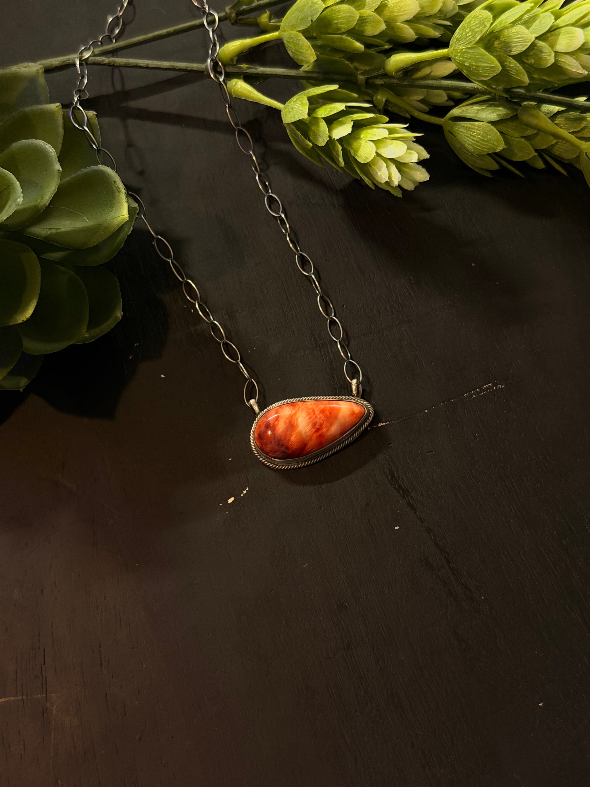 Antionette Martinez Red Spiny Oyster & Sterling Silver Necklace