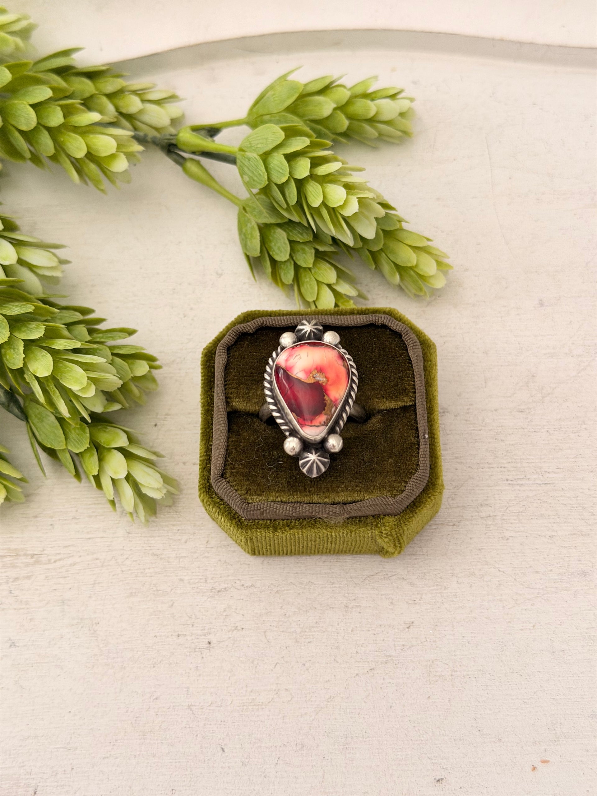 Johnny Dixon Rose Dahlia & Sterling Sliver Cluster Adjustable Ring
