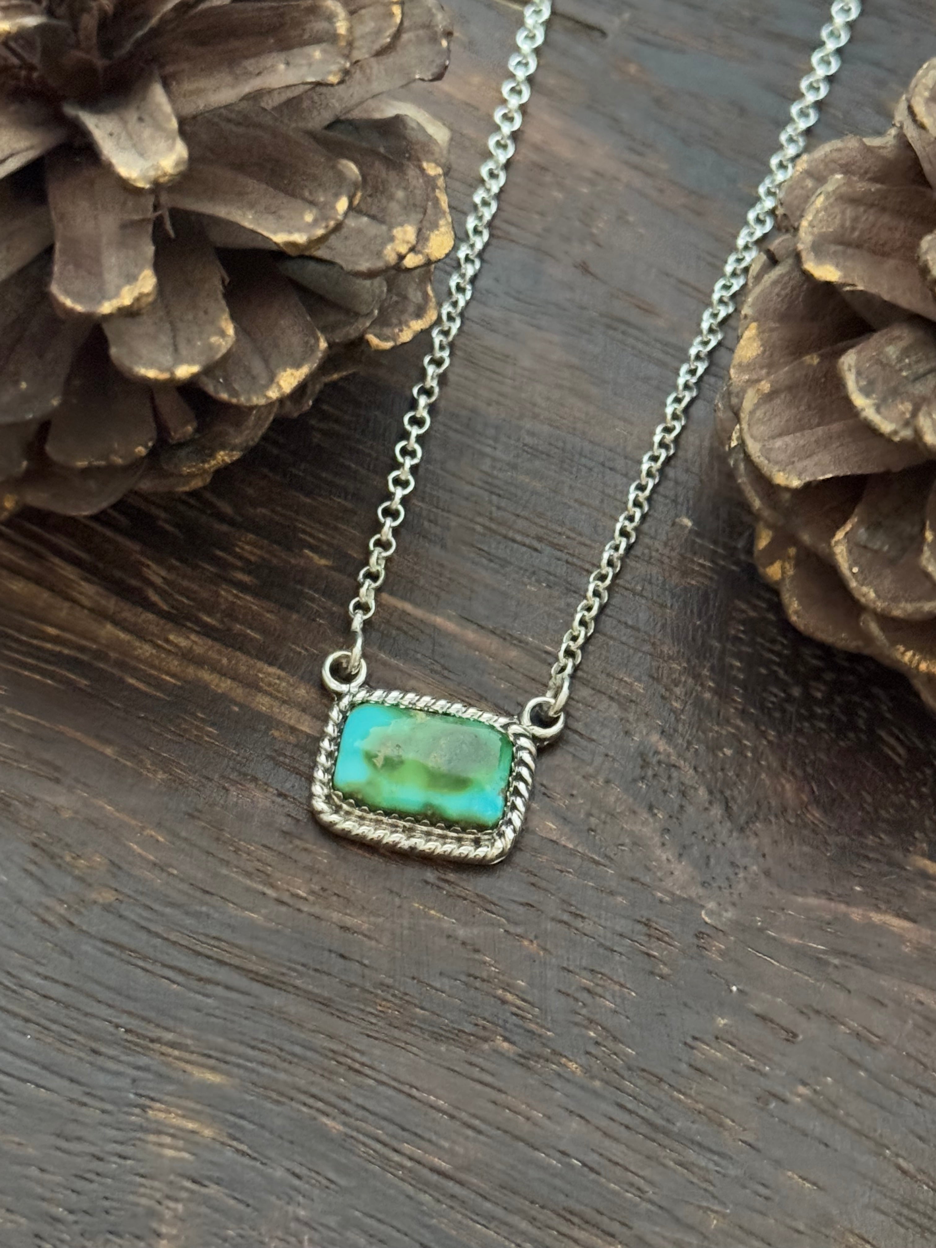 Southwest Sonoran Mountain Turquoise & Sterling Silver Bar Necklace