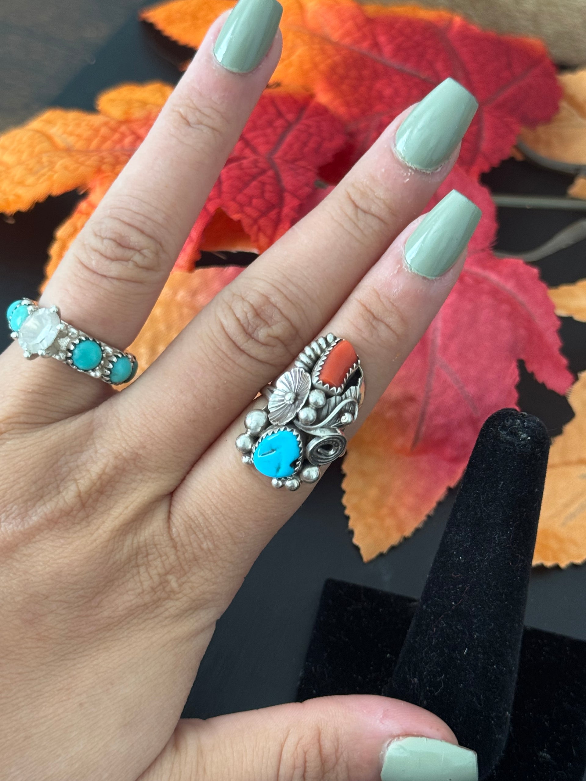 Caroline Nez Multi Stone & Sterling Silver Ring Size 5.75