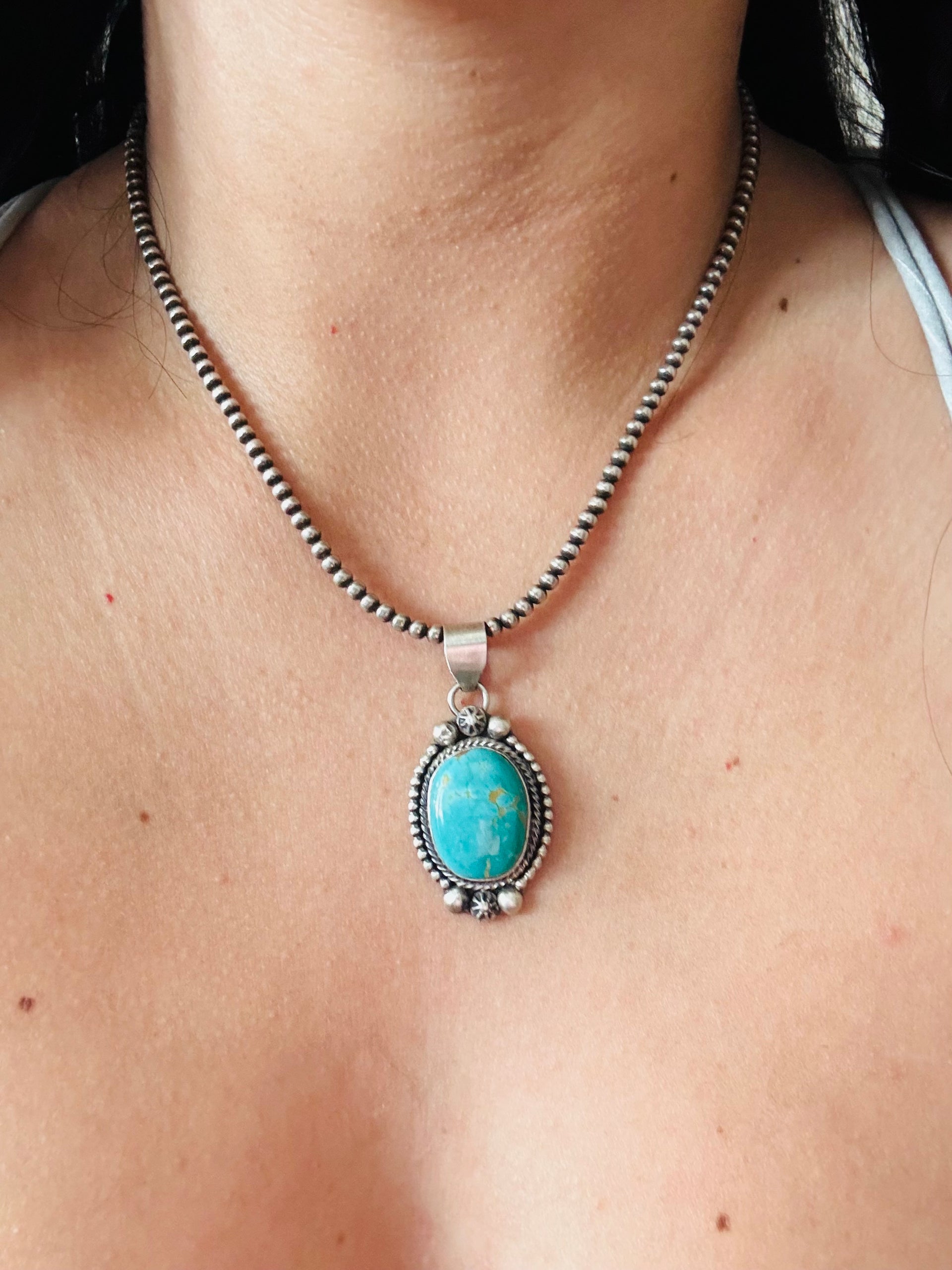 Navajo Handmade Royston Turquoise & Sterling Silver Pendant