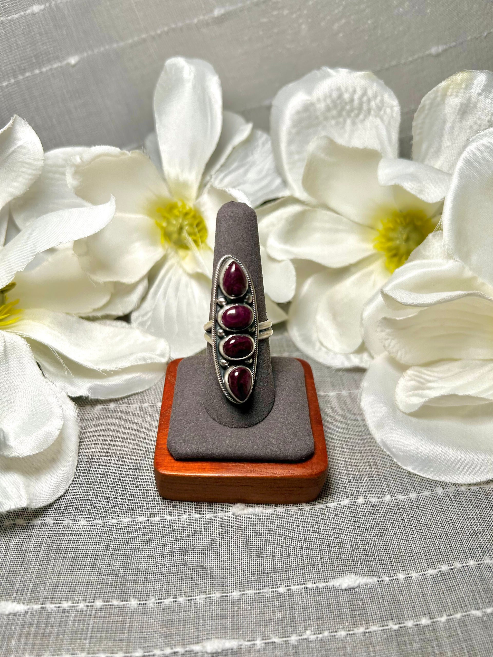 Jameson Garcia Purple Spiny Oyster & Sterling Silver Adjustable Ring
