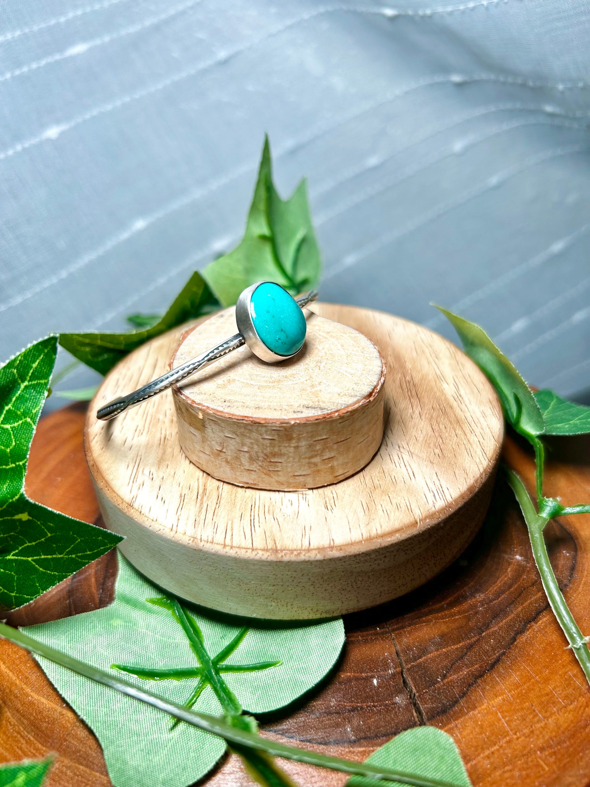 Navajo Made Kingman Turquoise & Sterling Silver Cuff Bracelet