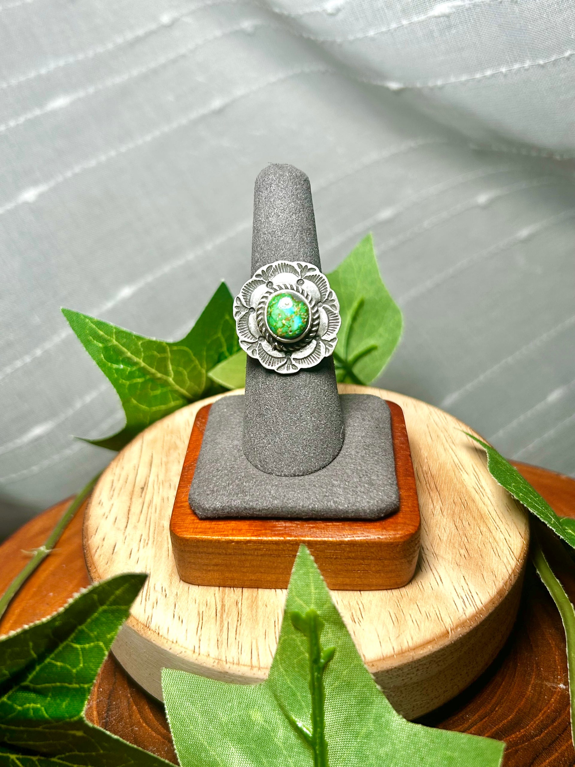 Tillie John Sonoran Gold Turquoise & Sterling Silver Ring Size 7.5