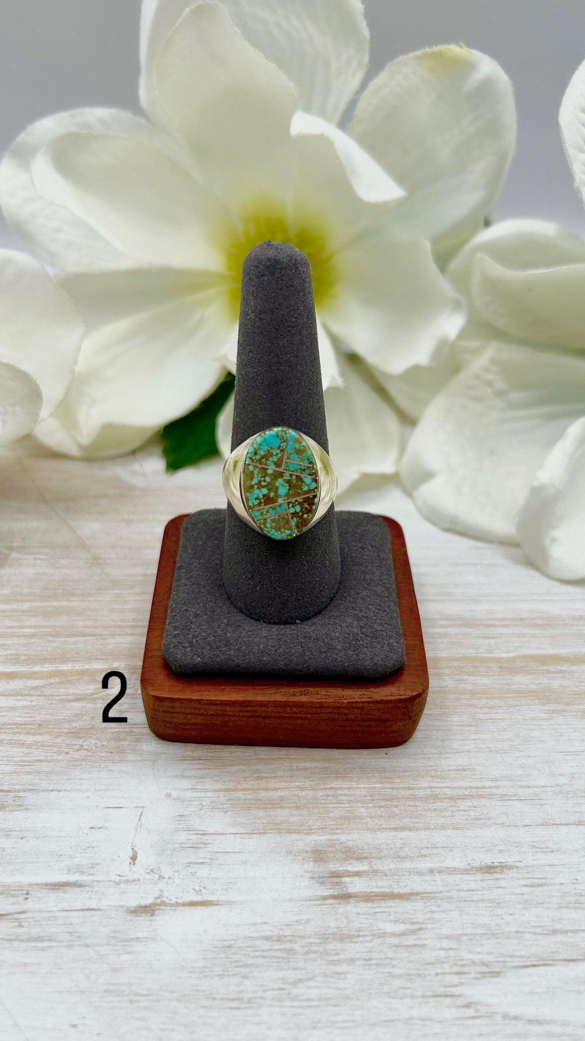 Navajo Made #8 Turquoise & Sterling Silver Ring