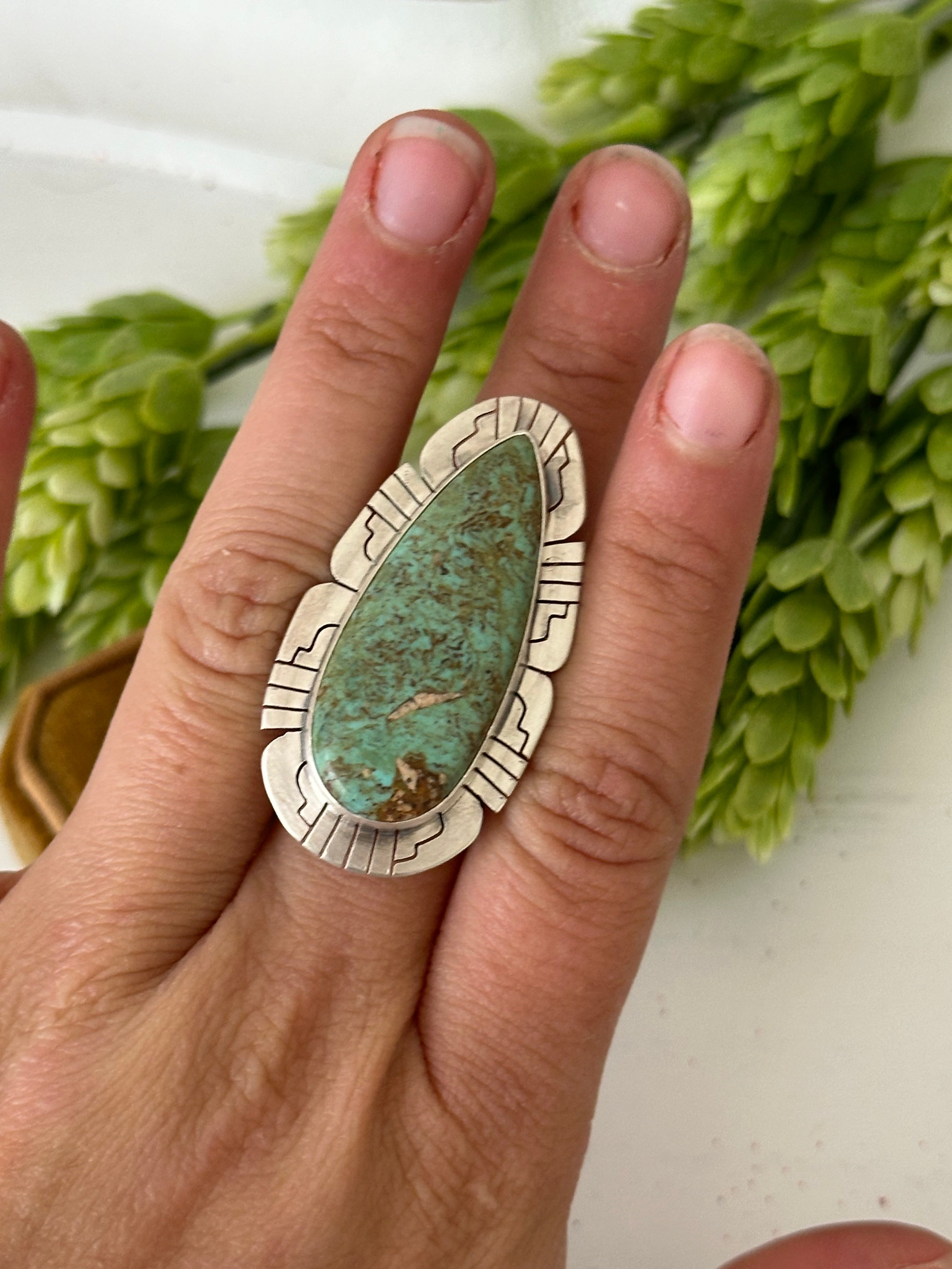 Larry Kaye Kingman Turquoise & Sterling Silver Adjustable Ring