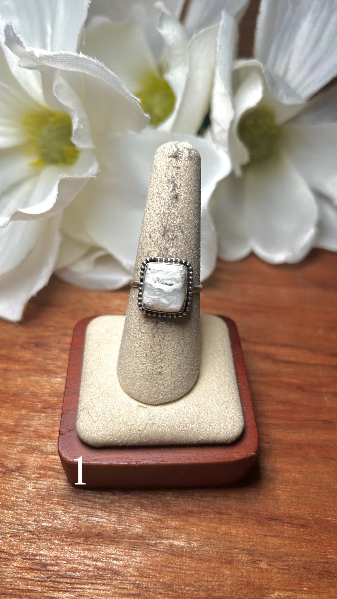 Navajo Made White Buffalo & Sterling Silver Ring