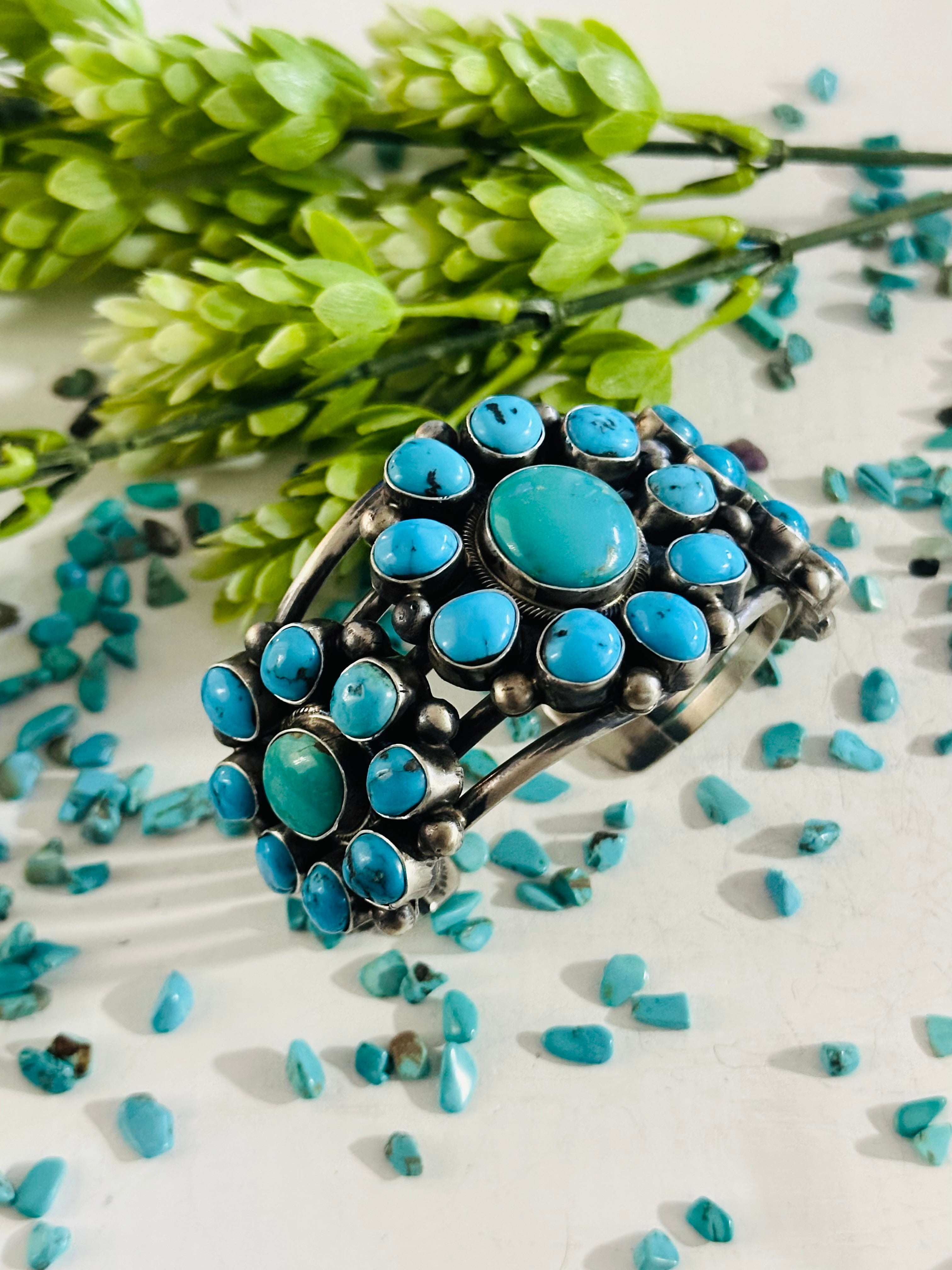 Kathleen Livingston Multi Turquoise & Sterling Silver Cuff Bracelet