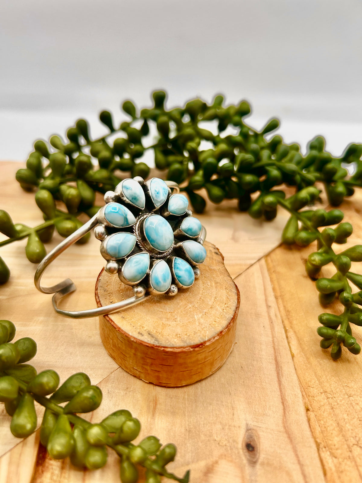 Bobby Johnson Larimar & Sterling Silver Cuff Bracelet