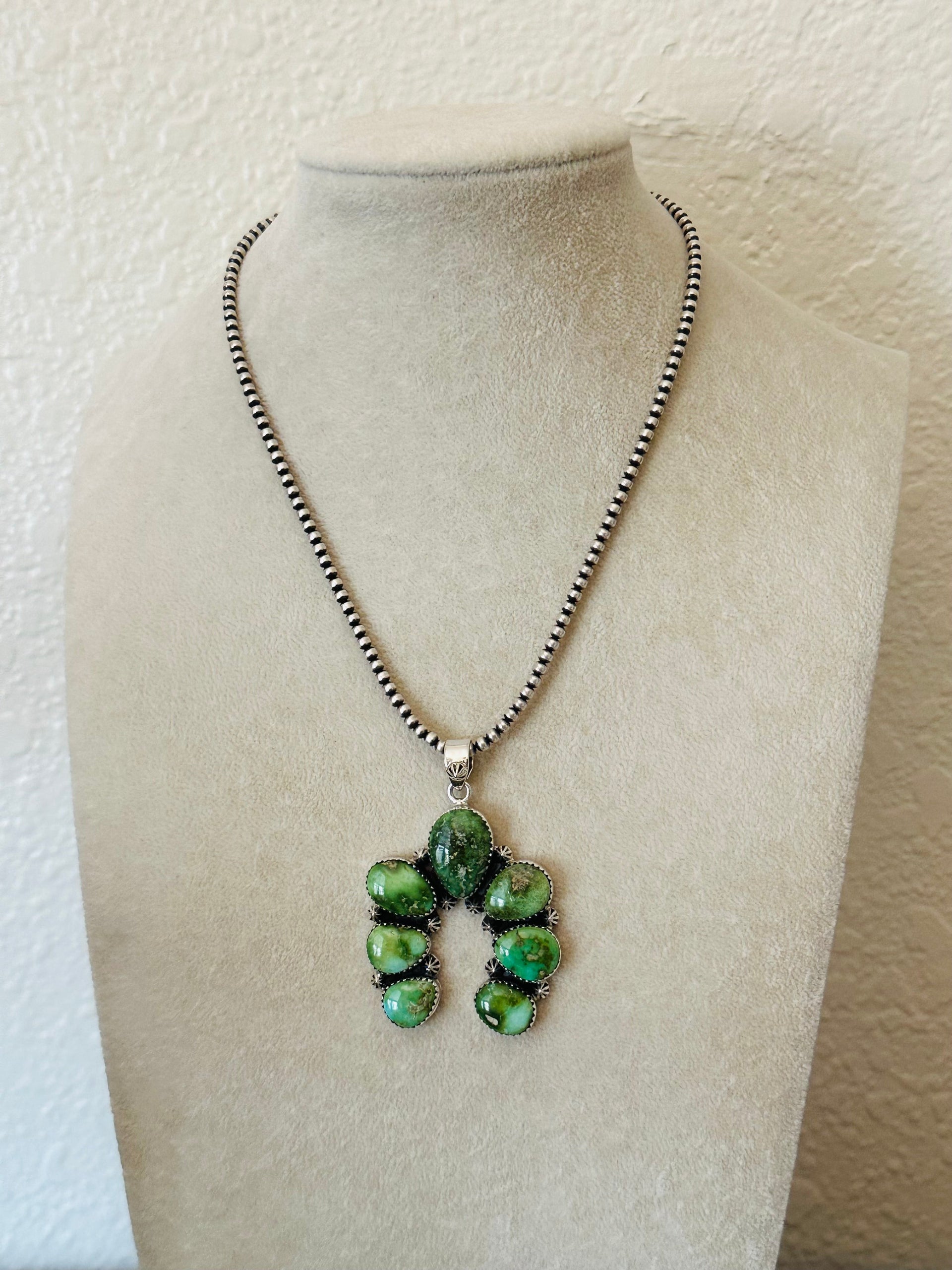 Southwest Handmade Sonoran Gold Turquoise & Sterling Silver Naja Pendant