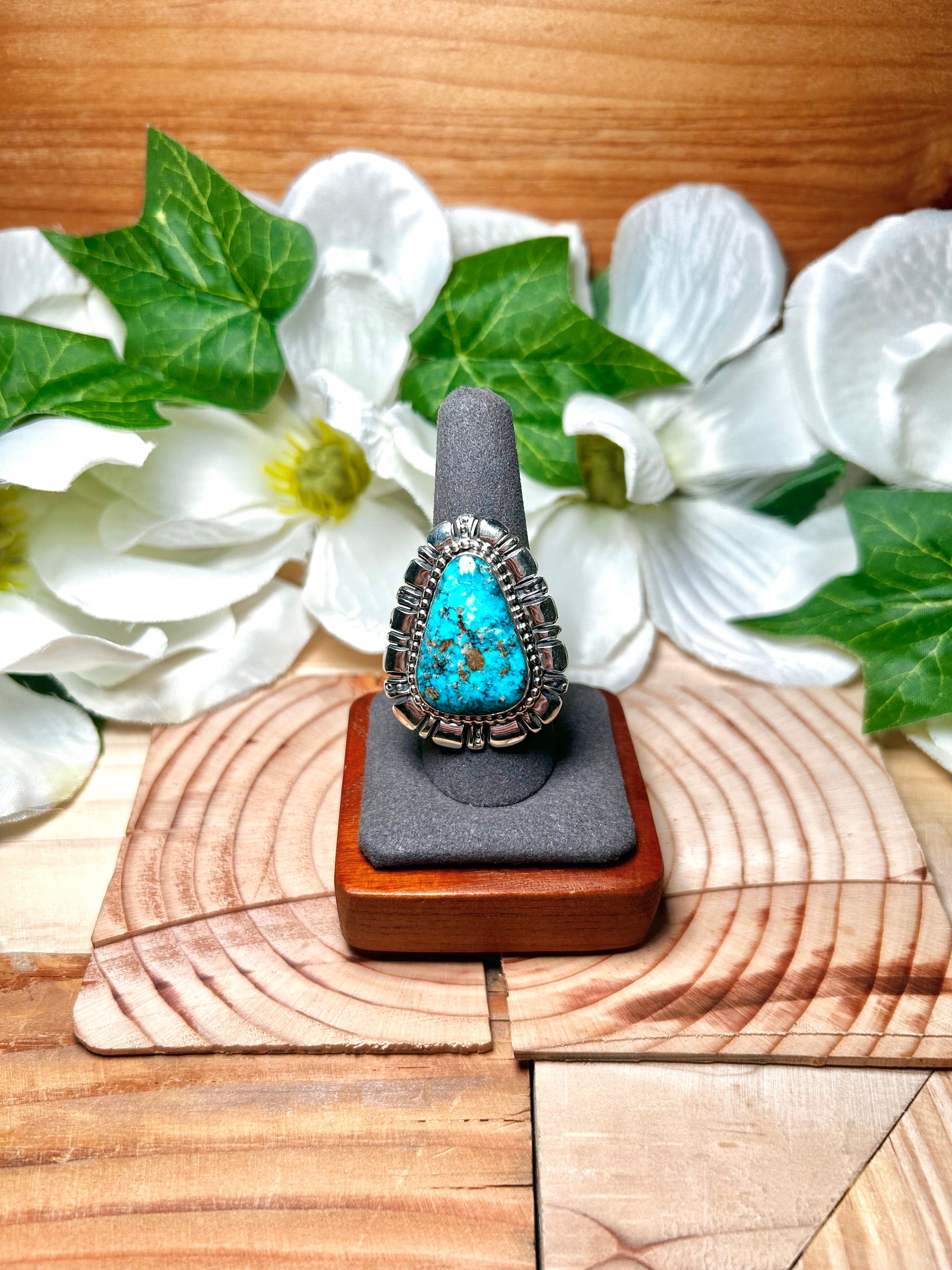 Navajo Made Royston Turquoise & Sterling Silver Ring Size 9