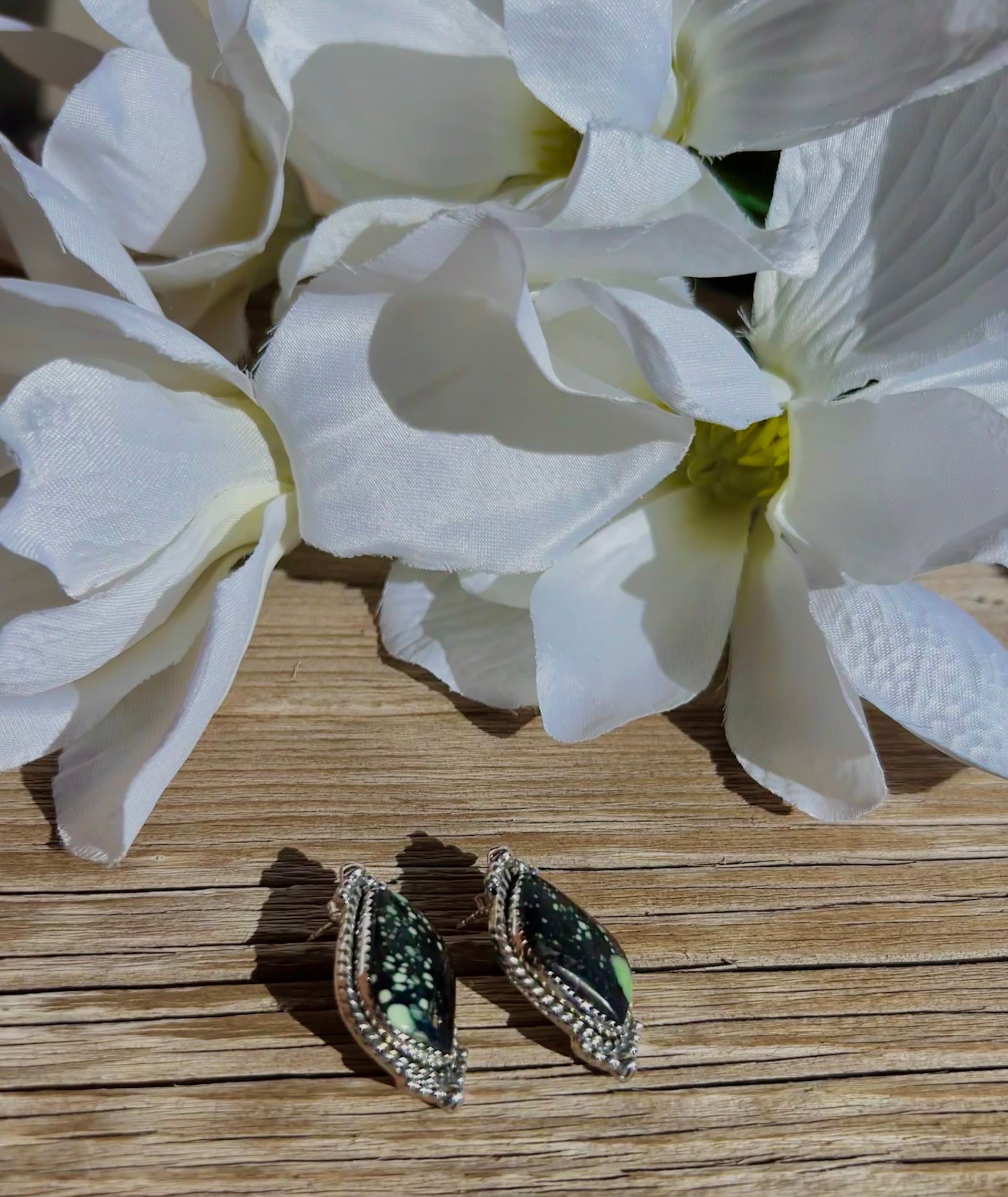 Southwest Made New Lander Variscite & Sterling Silver Post Earrings