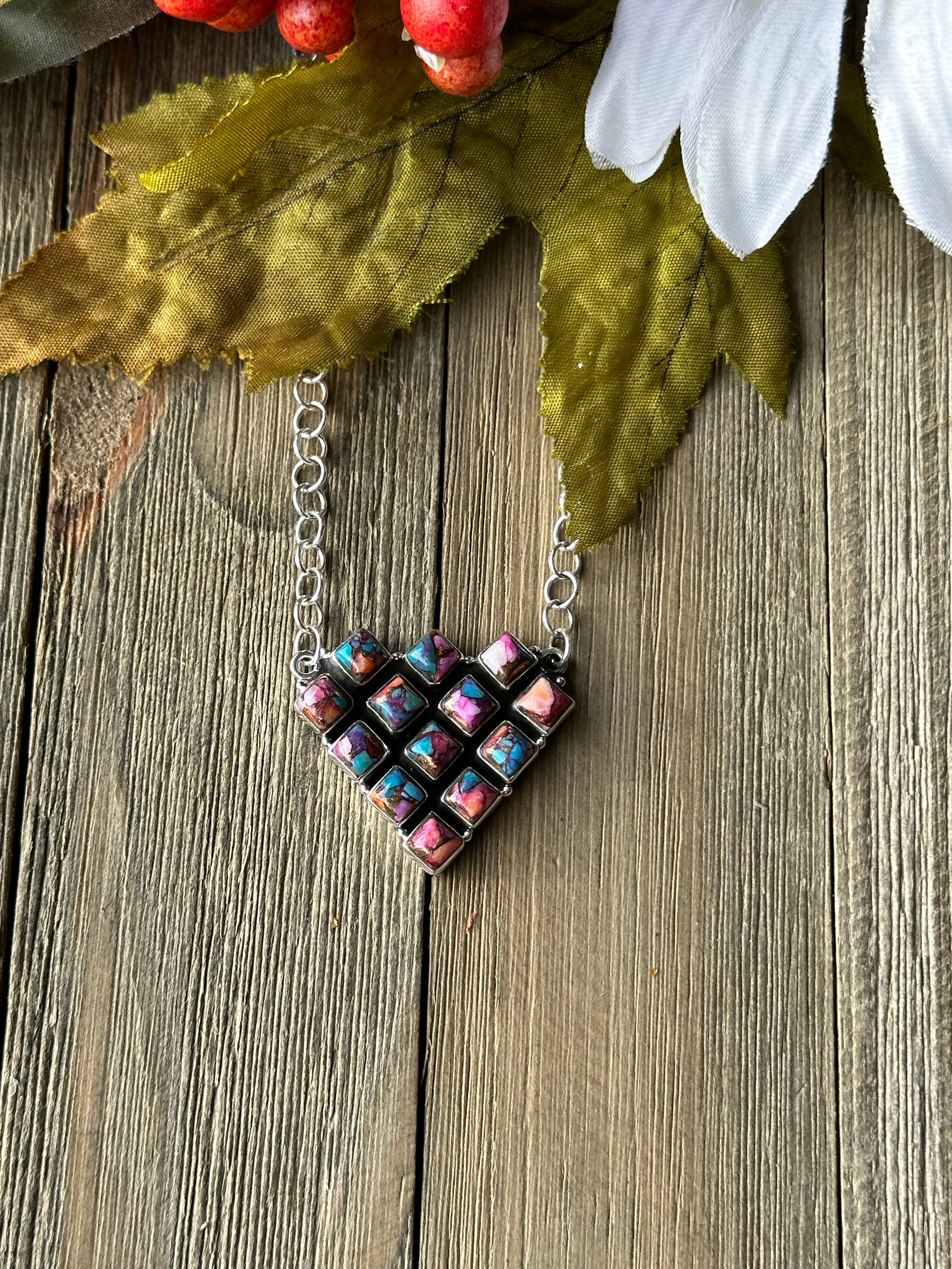 Southwest Made Mohave Turquoise & Sterling Silver Necklace