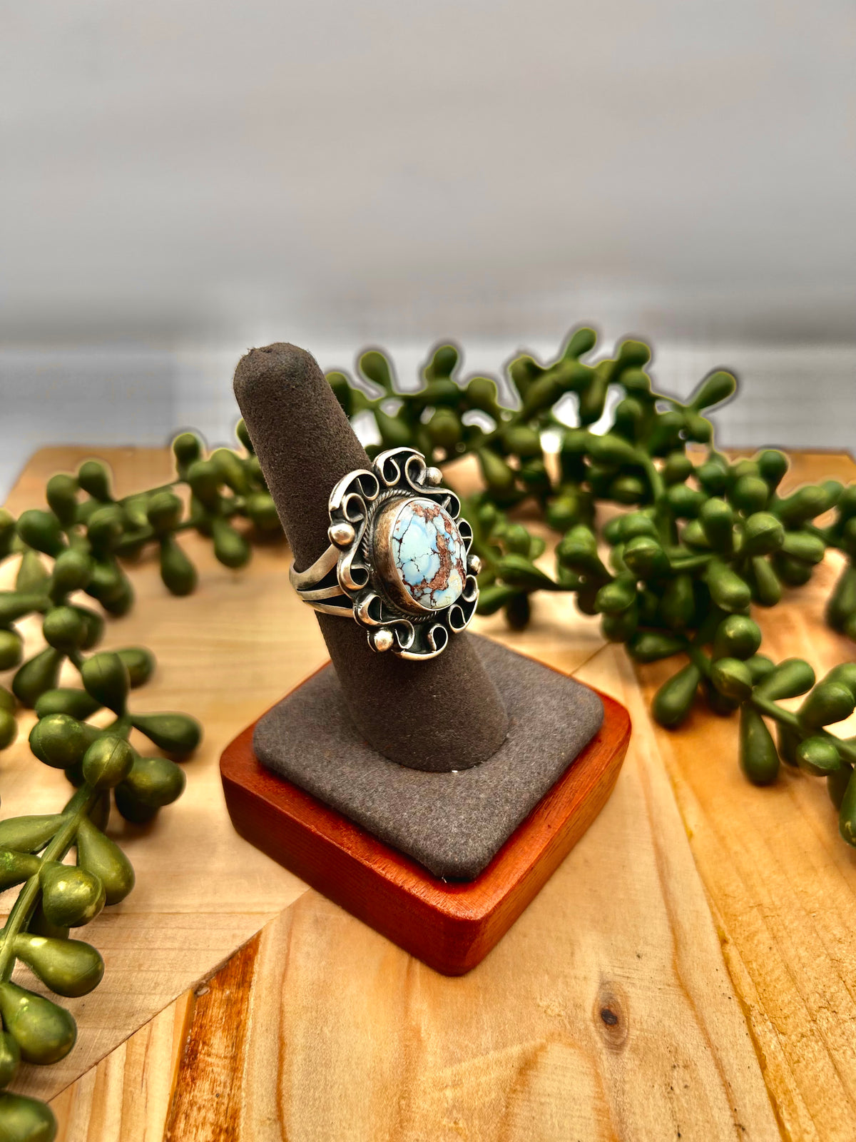 Kobe Martinez Golden Hill Turquoise & Sterling Silver Ring Size 7
