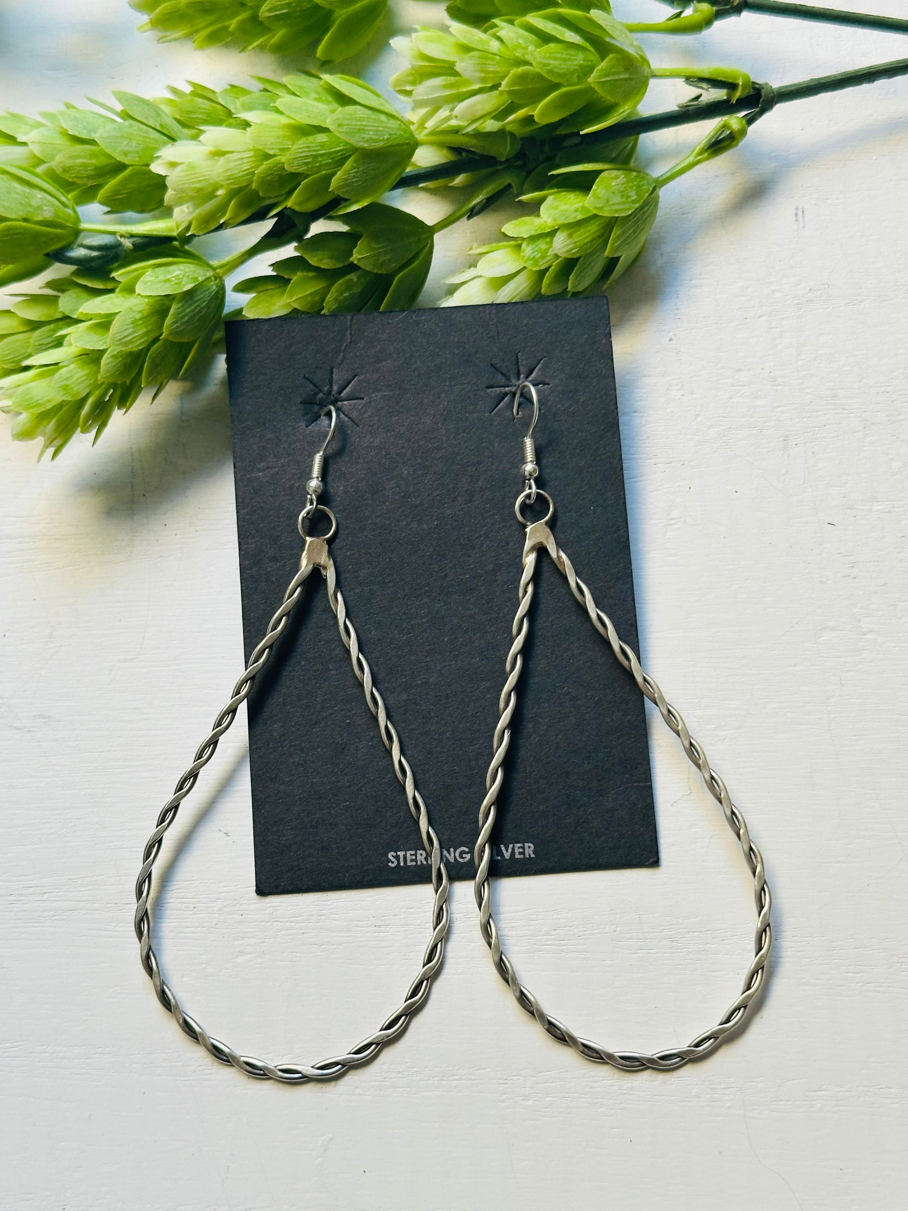 Navajo Made Sterling Silver Dangle Earrings