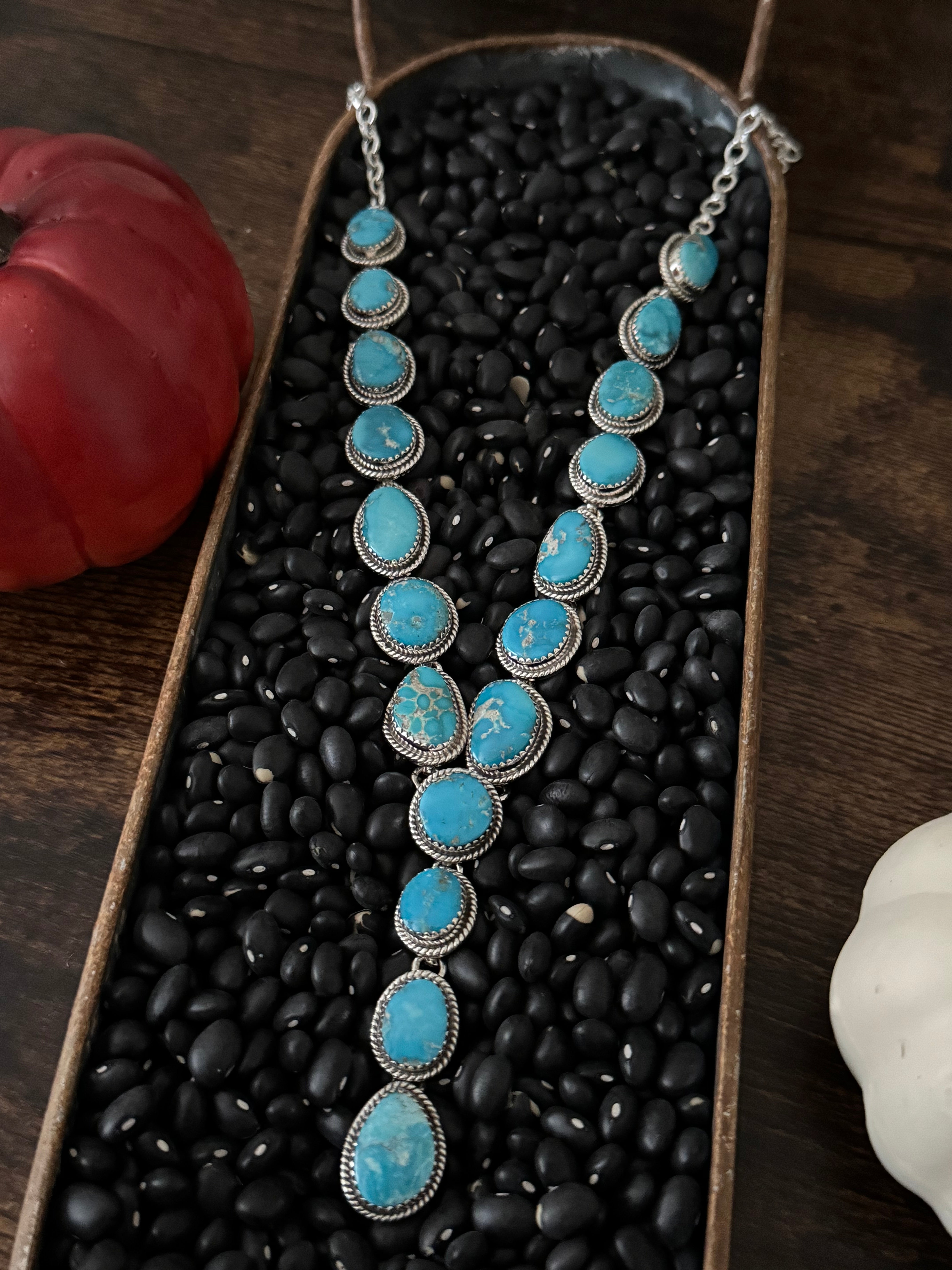 TTD Valley Blue Turquoise & Sterling Silver Lariat Necklace