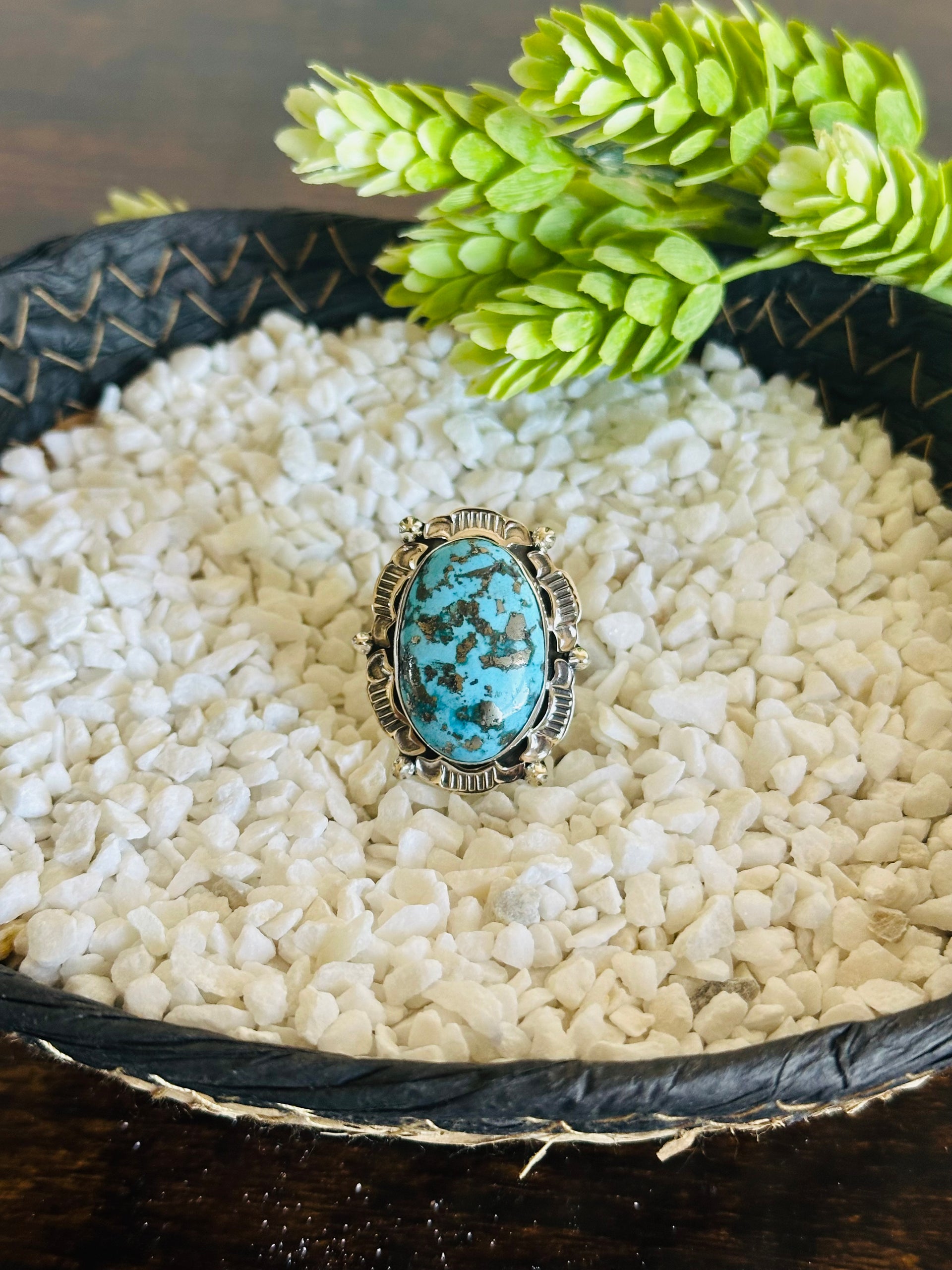 TTD Blue Ridge Turquoise & Sterling Silver Adjustable Ring