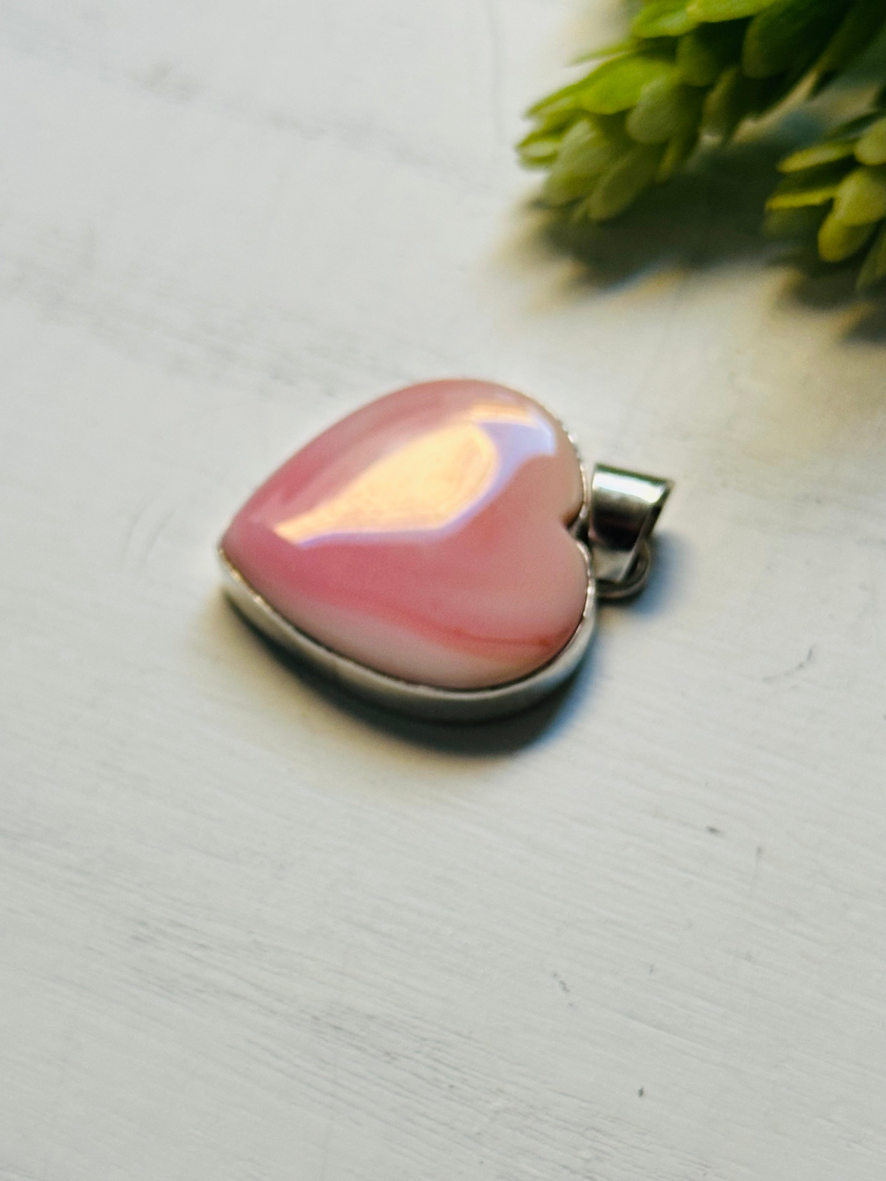 Shirley Henry Pink Conch & Sterling Silver Heart Pendant