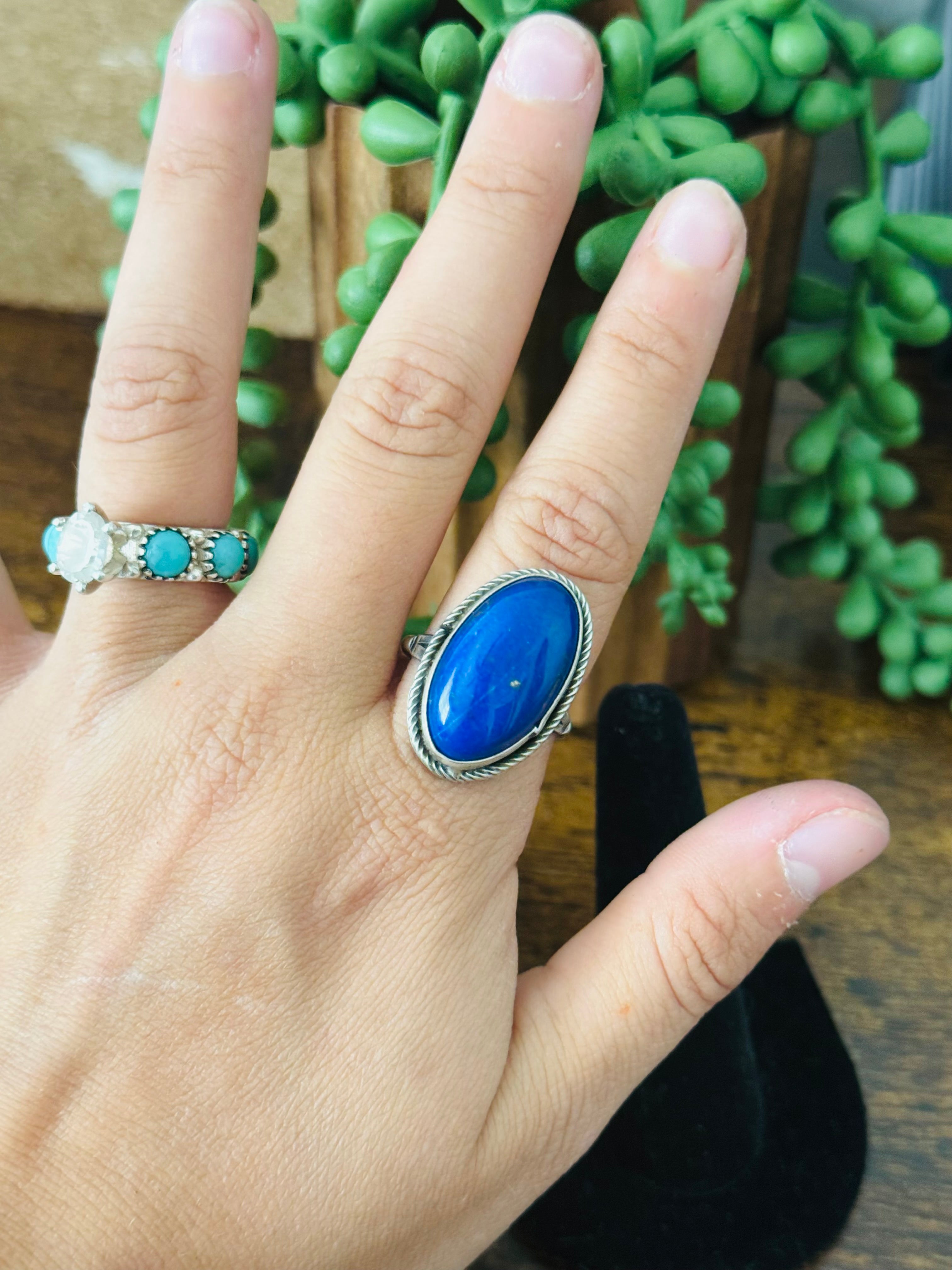 Navajo Made Lapis & Sterling Silver Ring