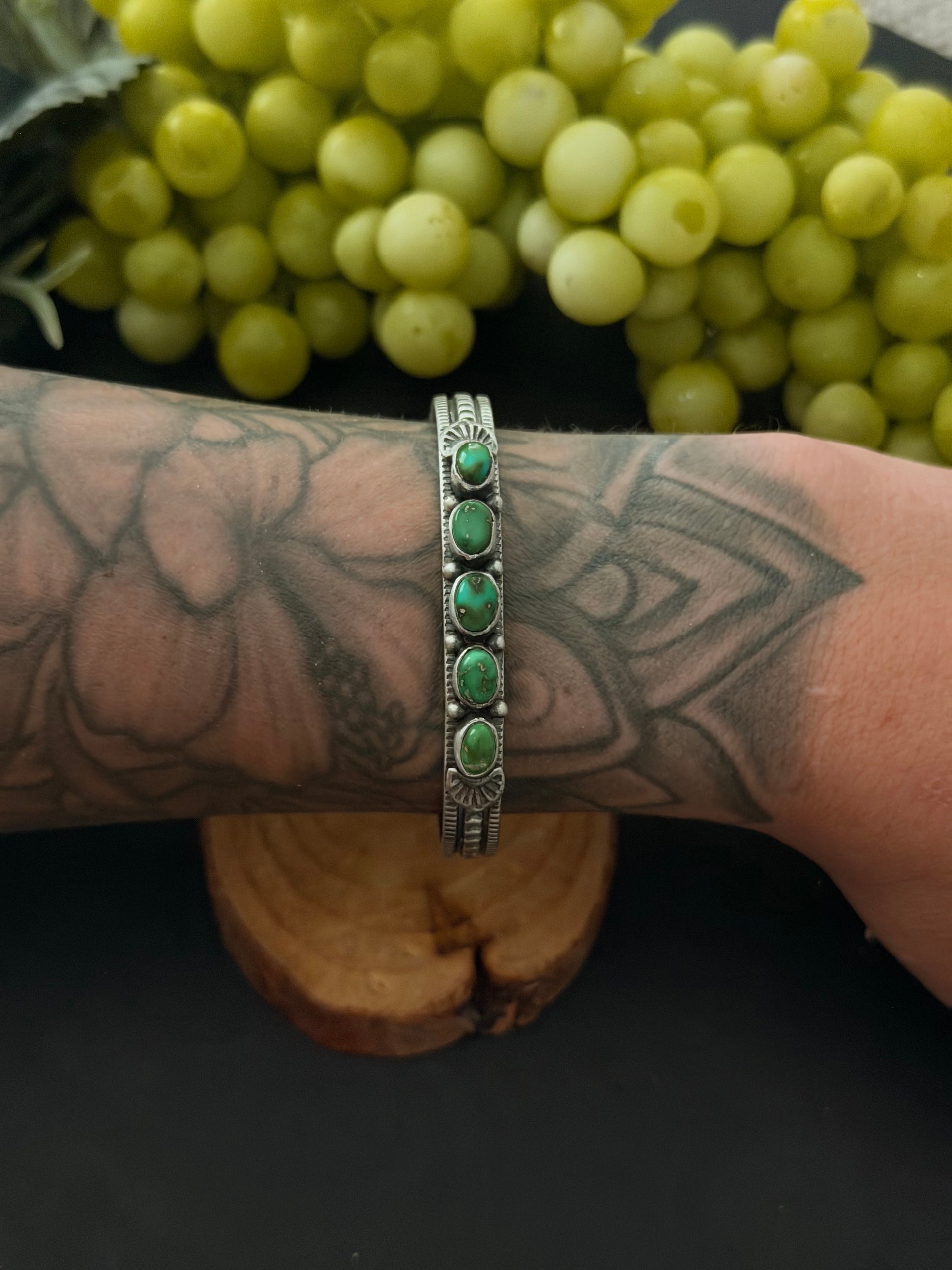 Francis Yazzie Sonoran Gold Turquoise & Sterling Silver Cuff Bracelet