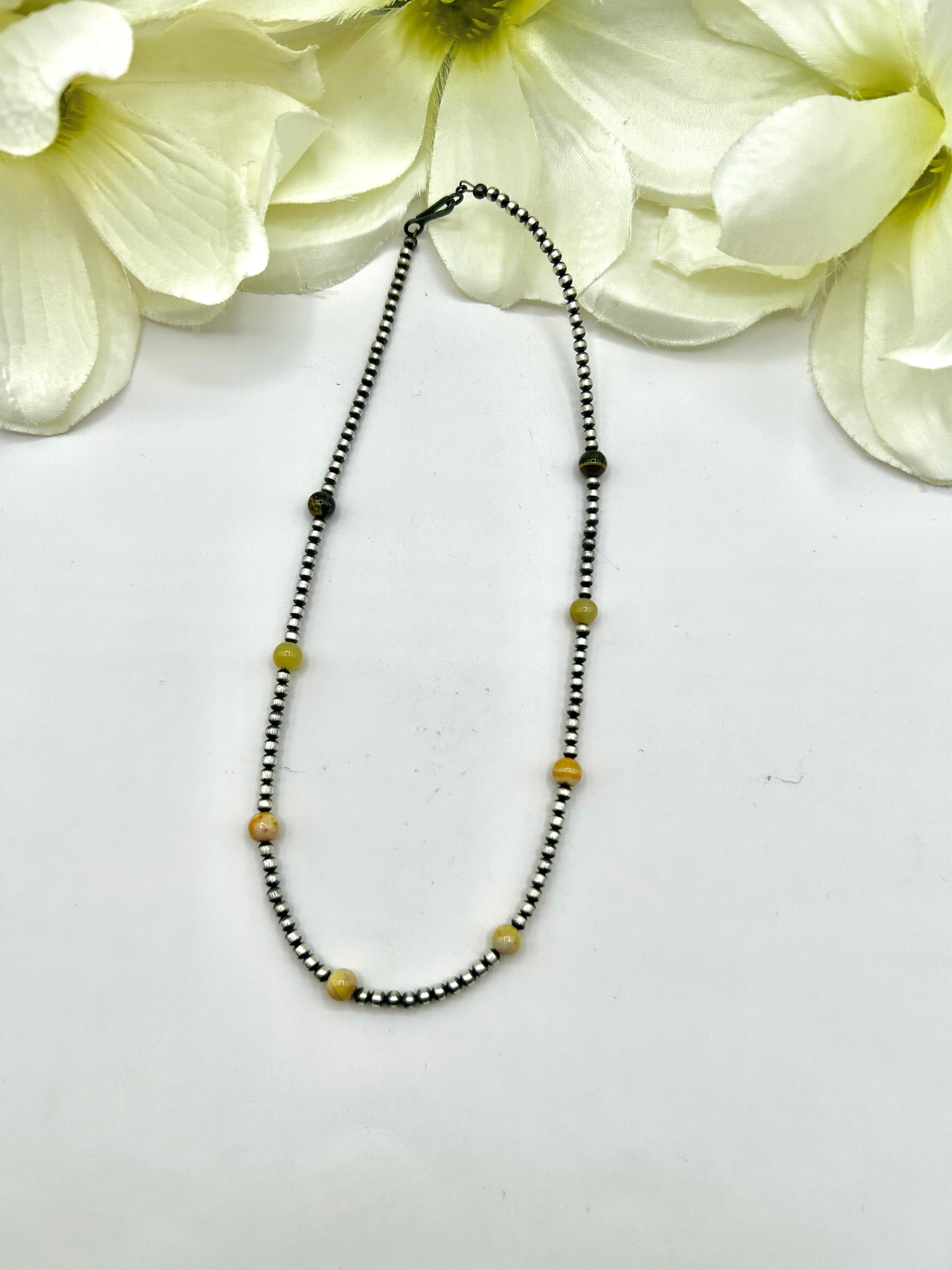 Navajo Made Strung 3 MM BB Agate Necklace