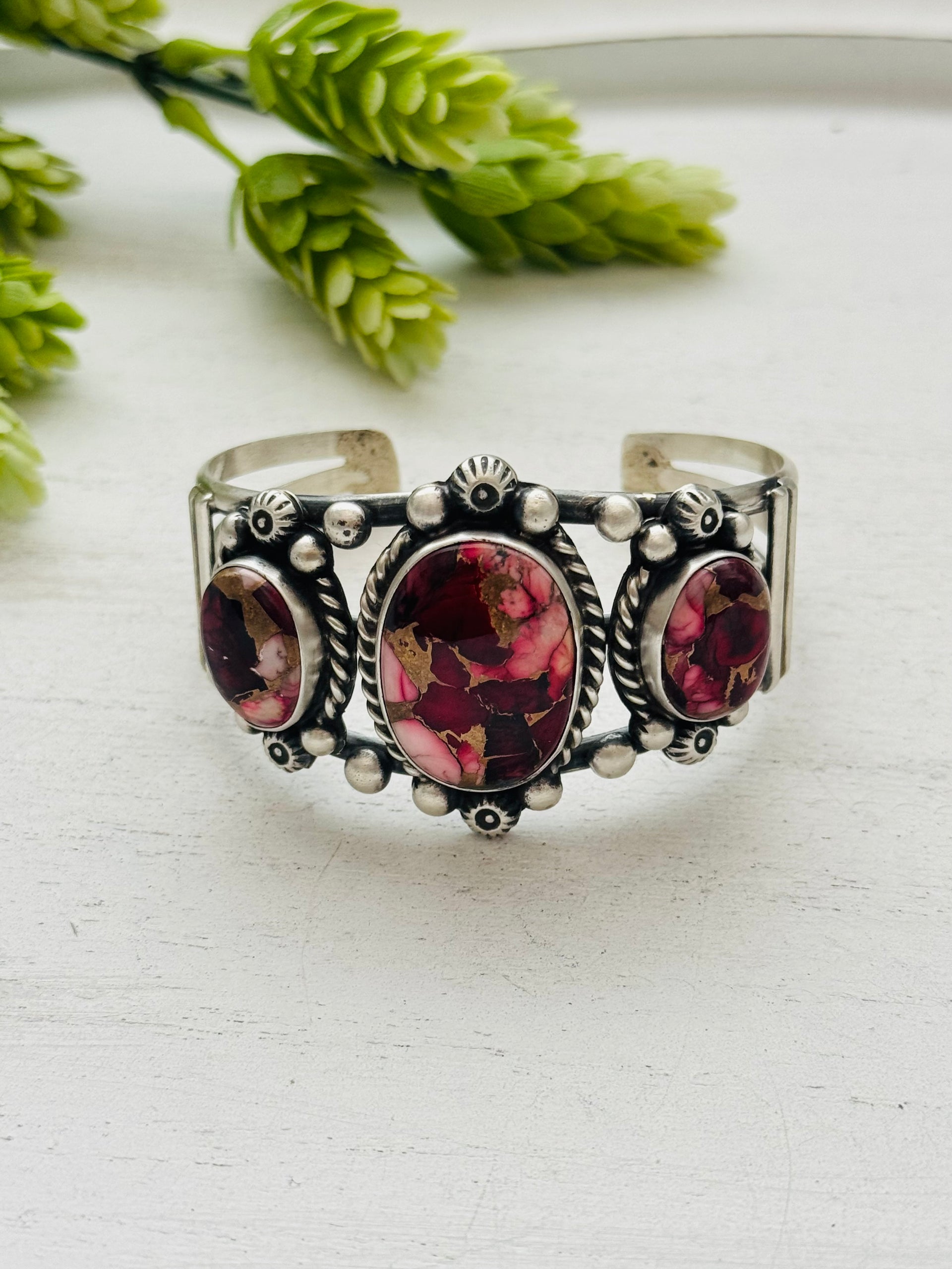 Augustine Largo Rose Dahlia & Sterling Silver Cuff Bracelet