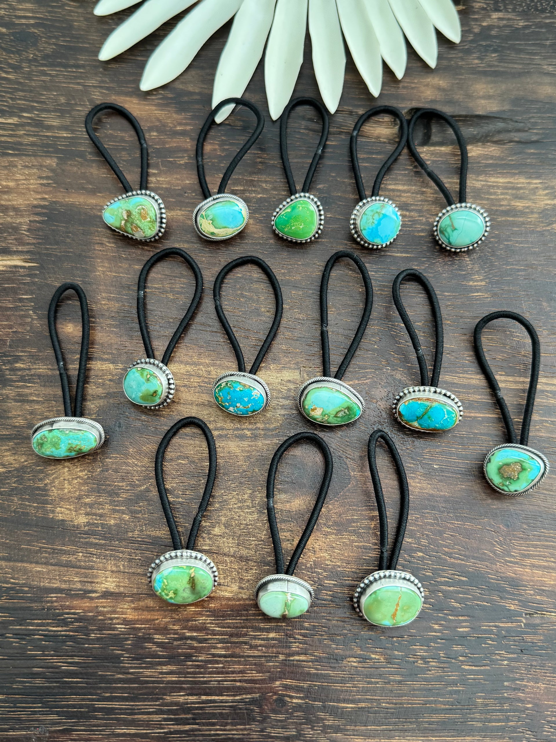 Eddison Yazzie Turquoise & Sterling Silver Ponytail Holder