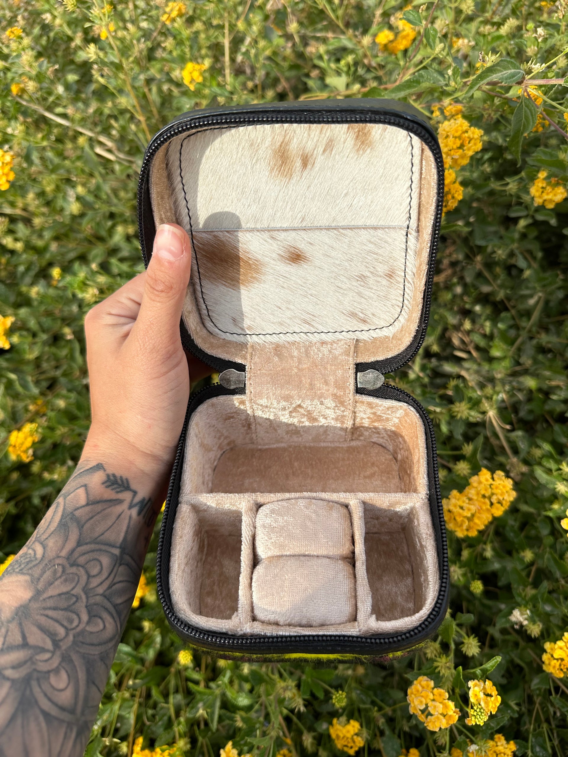 Genuine Leather Cowhide & Saddle Bag Jewelry Box