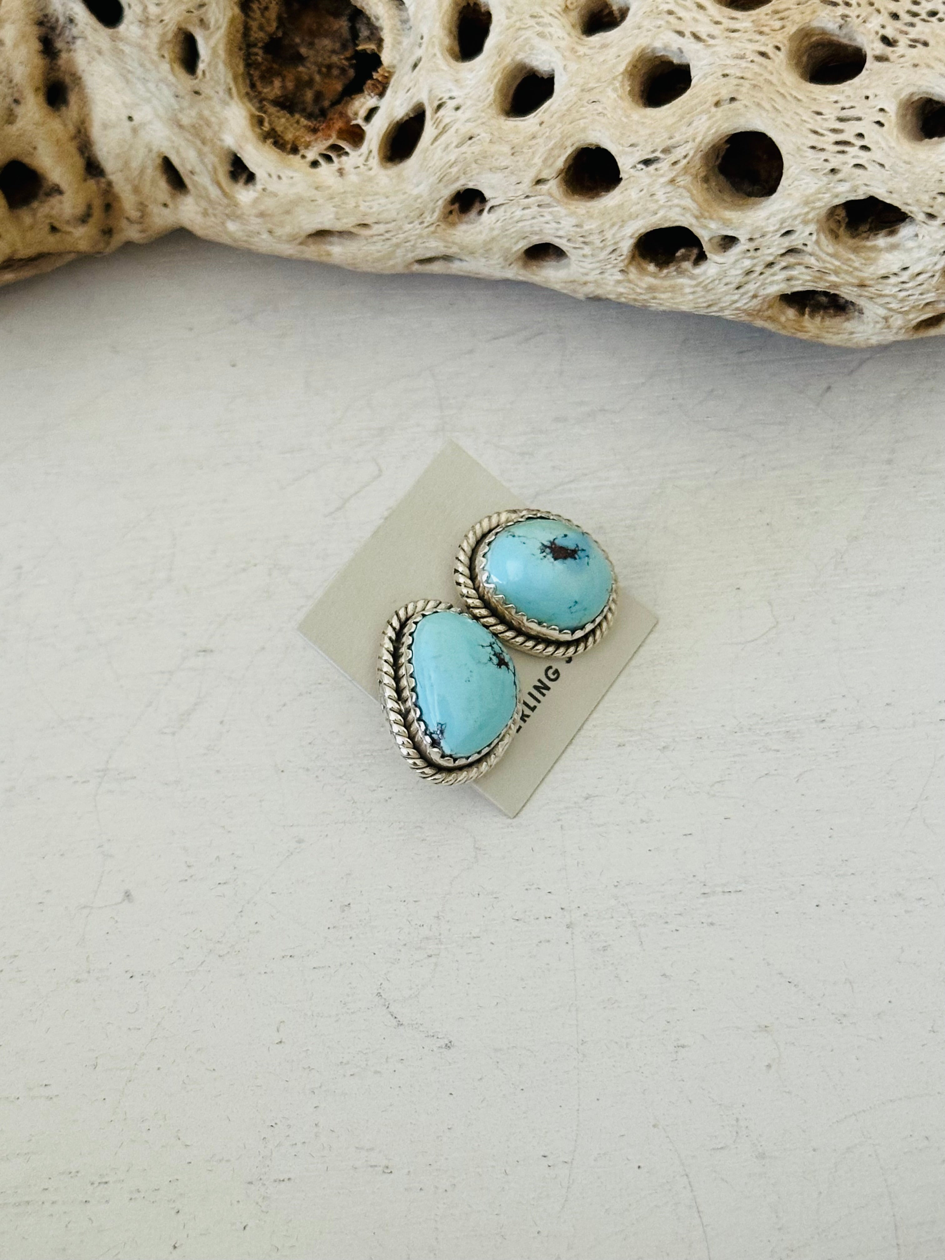 Southwest Handmade Golden Hills Turquoise & Sterling Silver Post Stud Earrings