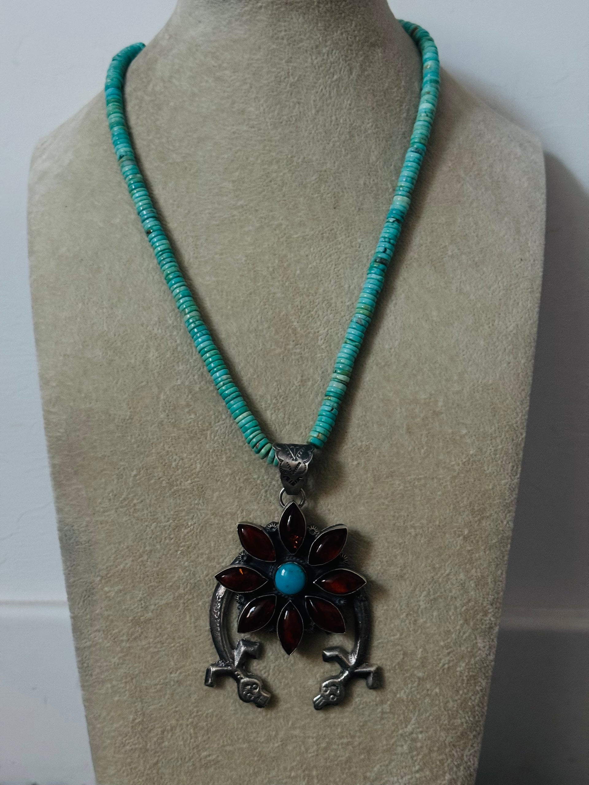 Navajo Made Multi Stone & Sterling Silver Pendant