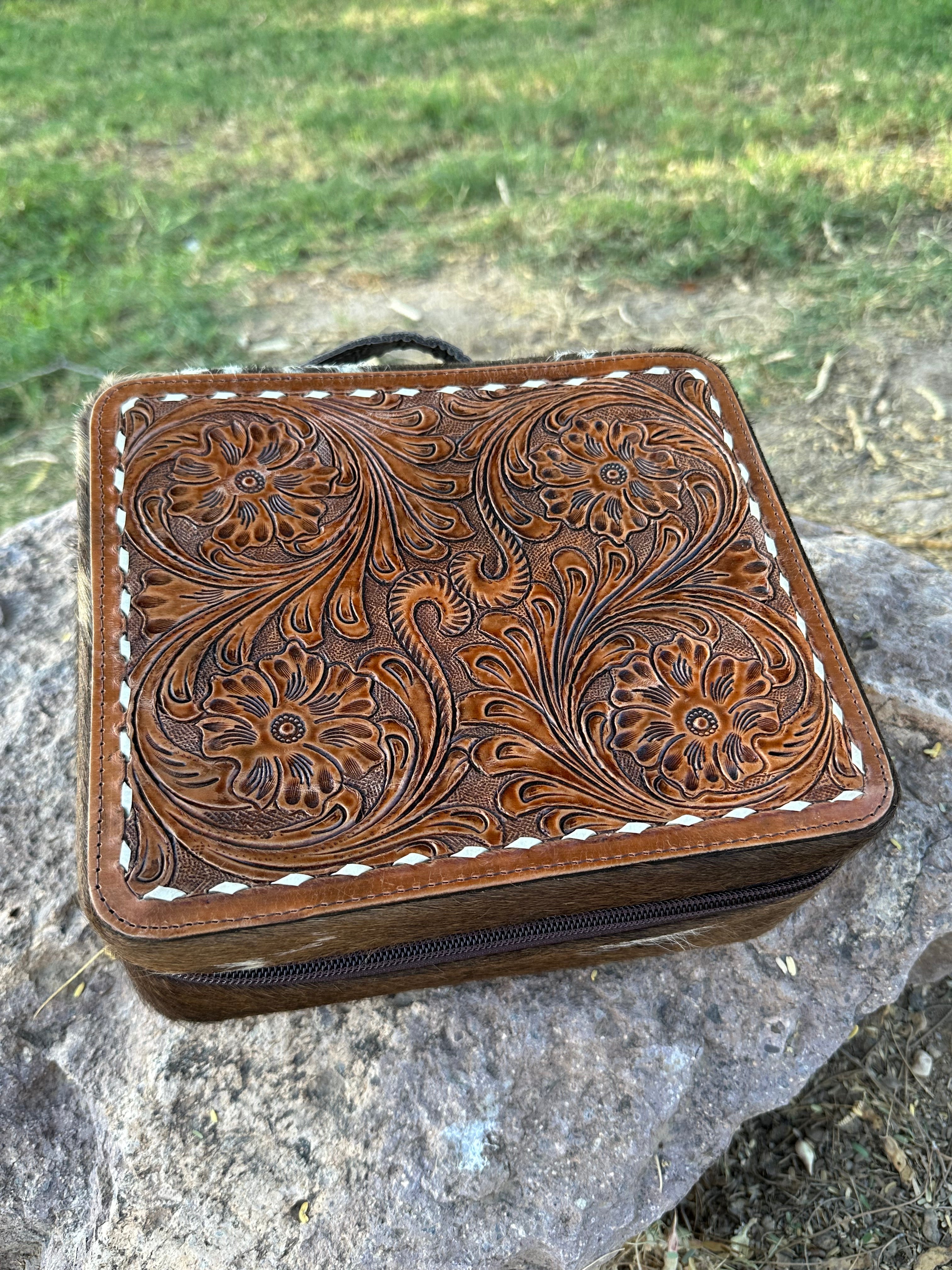 Genuine Leather Cowhide Jewelry Box