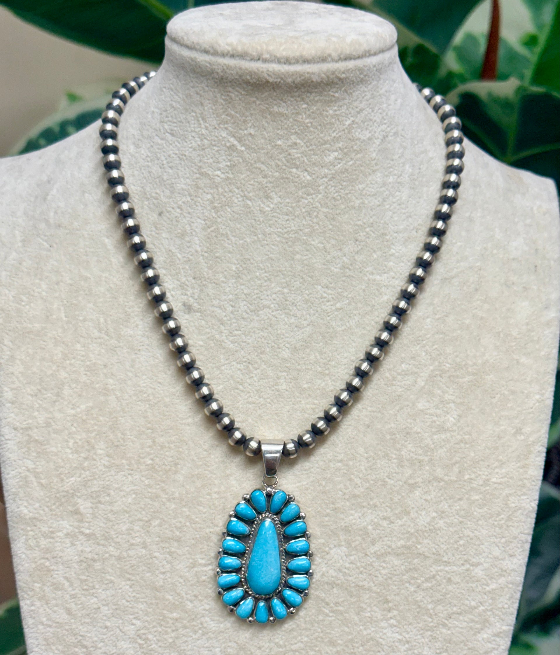 Southwest Handmade Turquoise & Sterling Silver Pendant Set