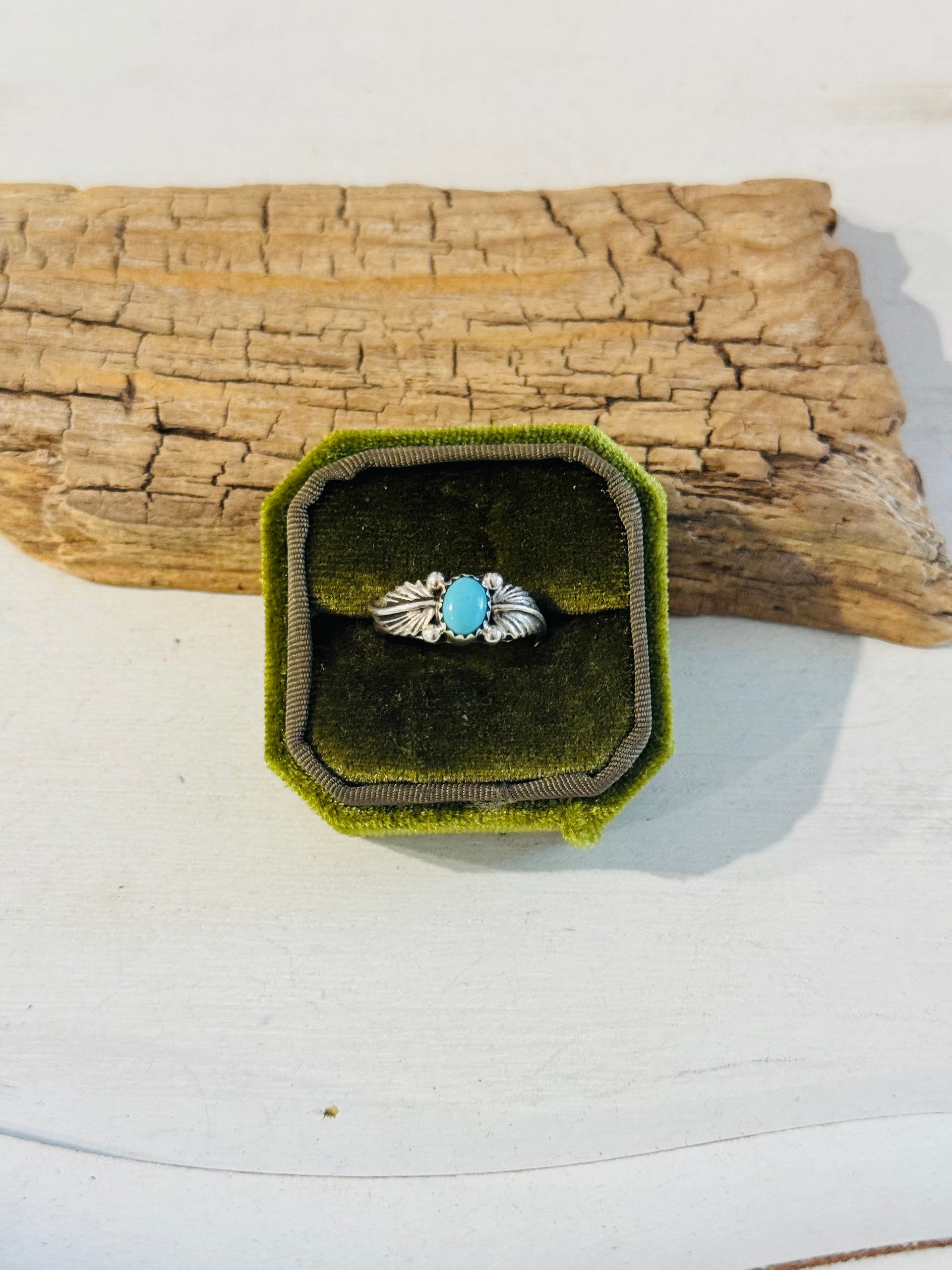 Navajo Made Kingman Turquoise & Sterling Silver Ring