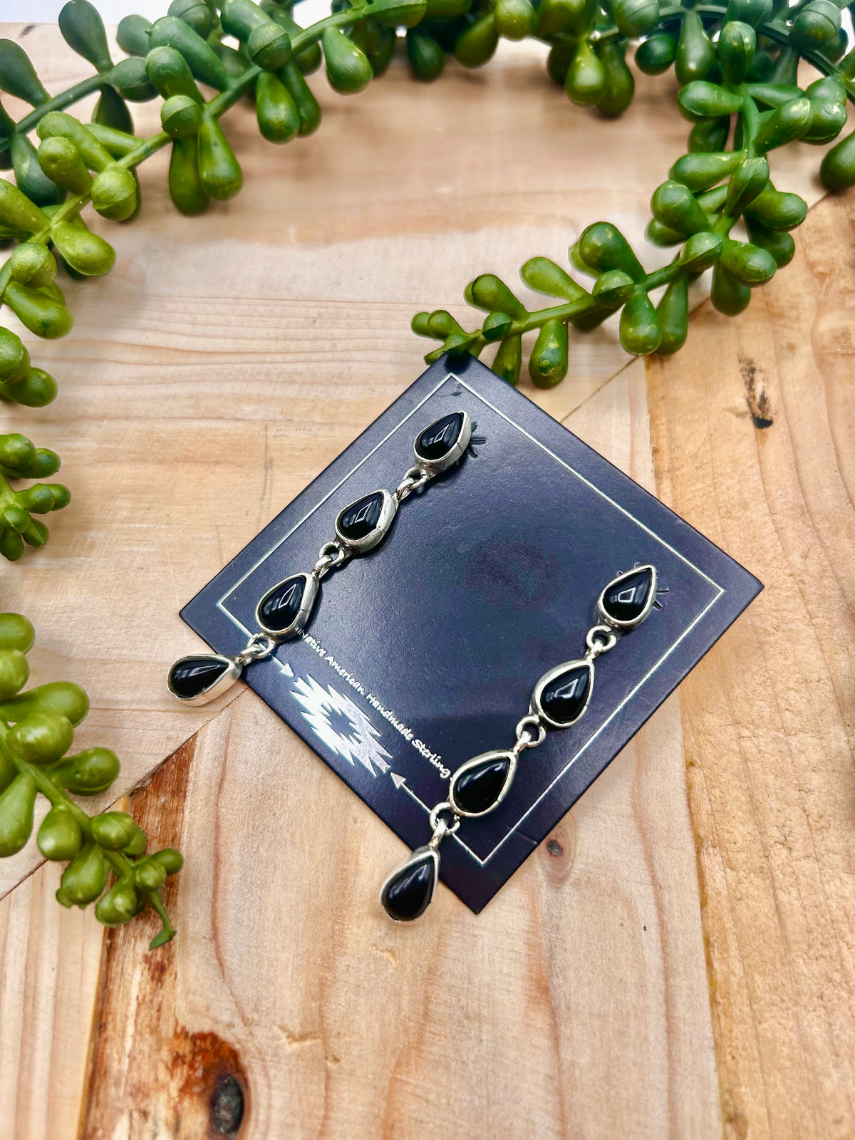 Nartha Silversmith Onyx & Sterling Silver Post Earrings