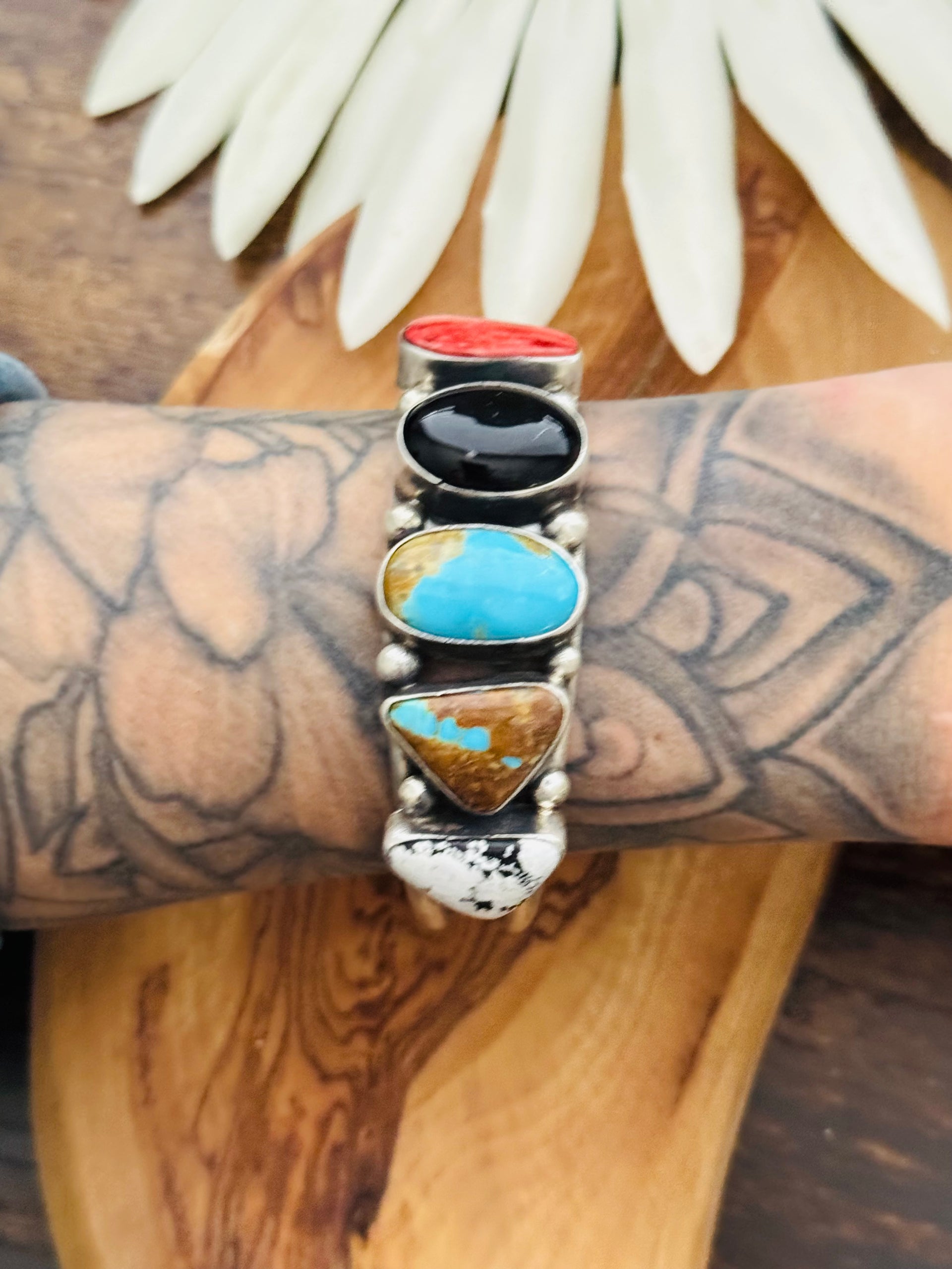 Augustine Largo Multi Stone & Sterling Silver Cuff Bracelet