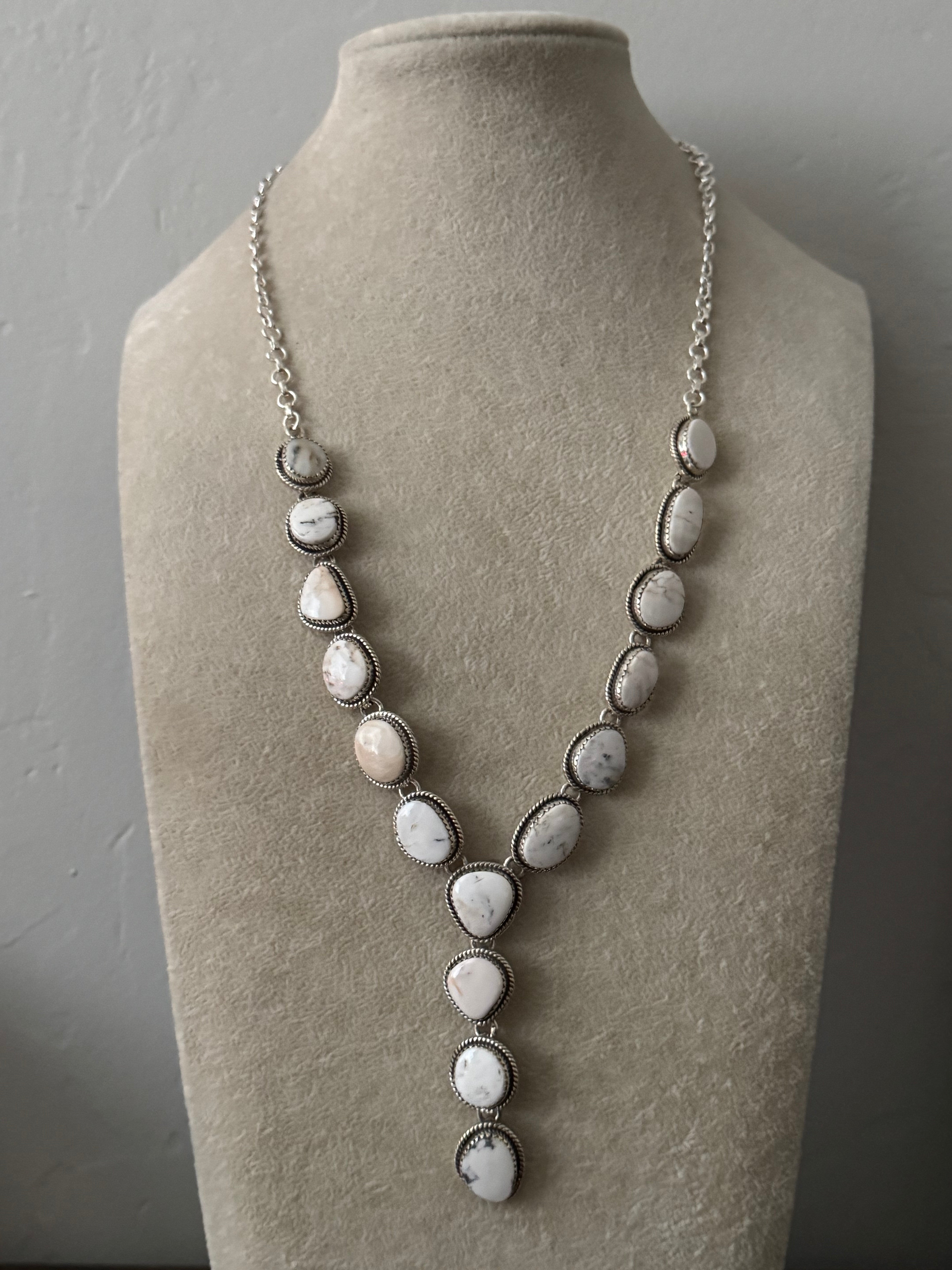 TTD White Buffalo & Sterling Silver Lariat Necklace