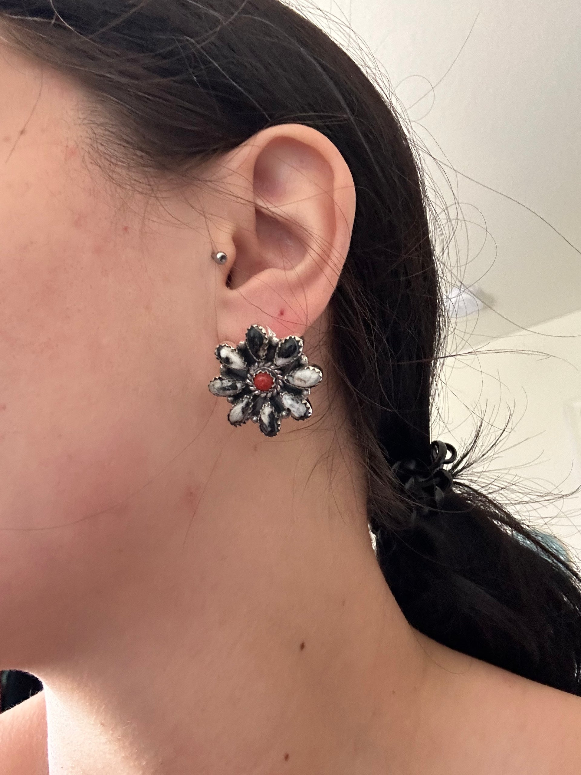 Southwest Handmade Multi Stone & Sterling Silver Post Earrings