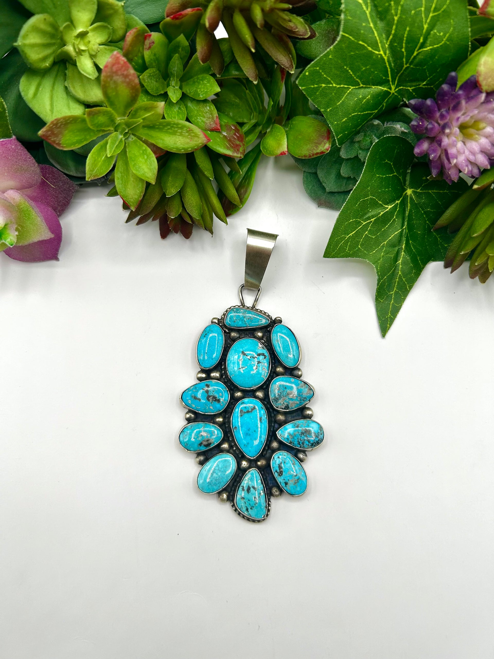 Sheila Becenti Blue Ridge Turquoise & Sterling Silver Pendant
